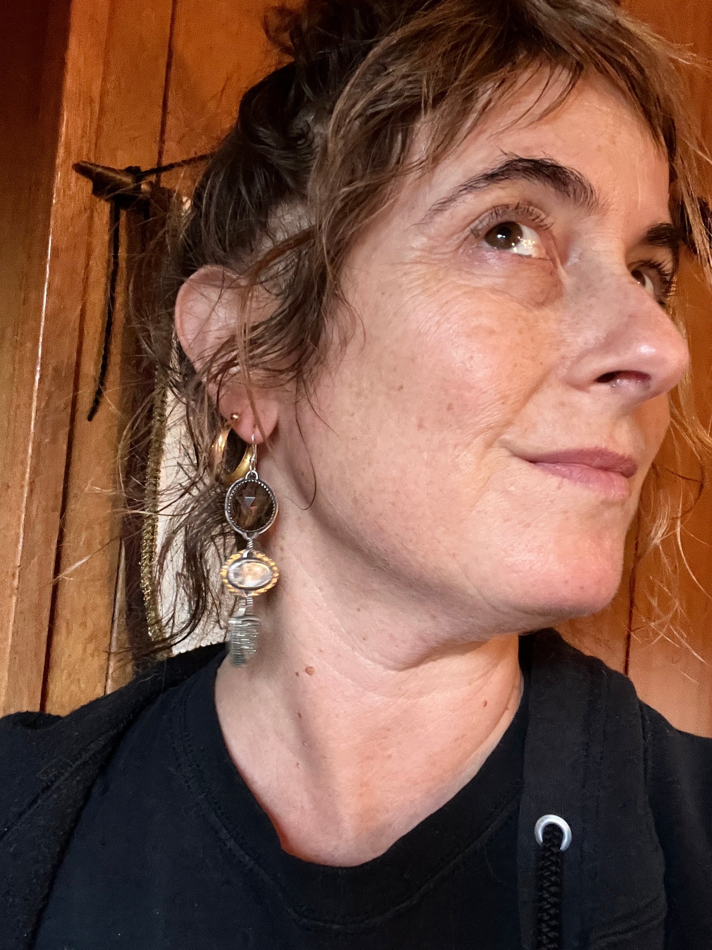 Montana Agate, Dendritic Agate and Pyrite Lollipop Earrings