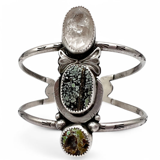 Herkimer, Variscite and Turquoise Cuff Bracelet