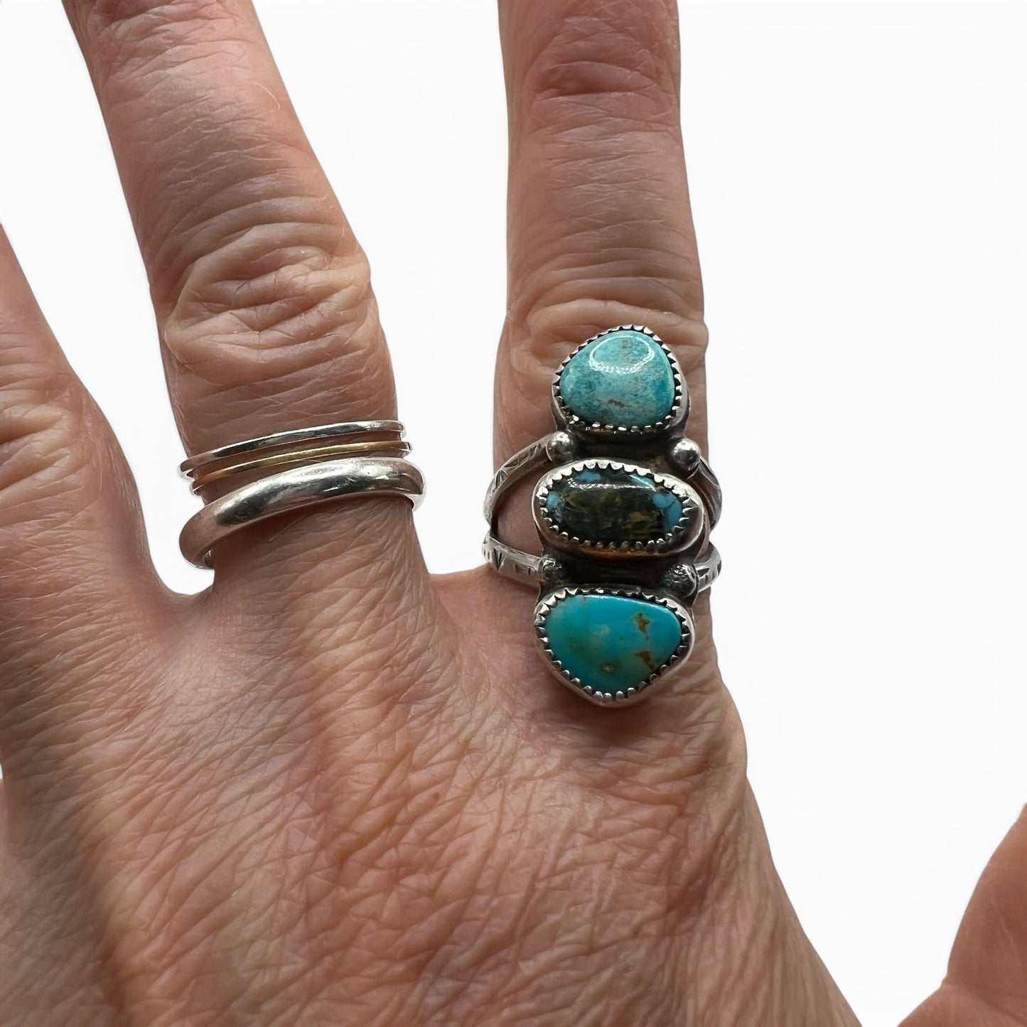 Triple Turquoise Ring size 8