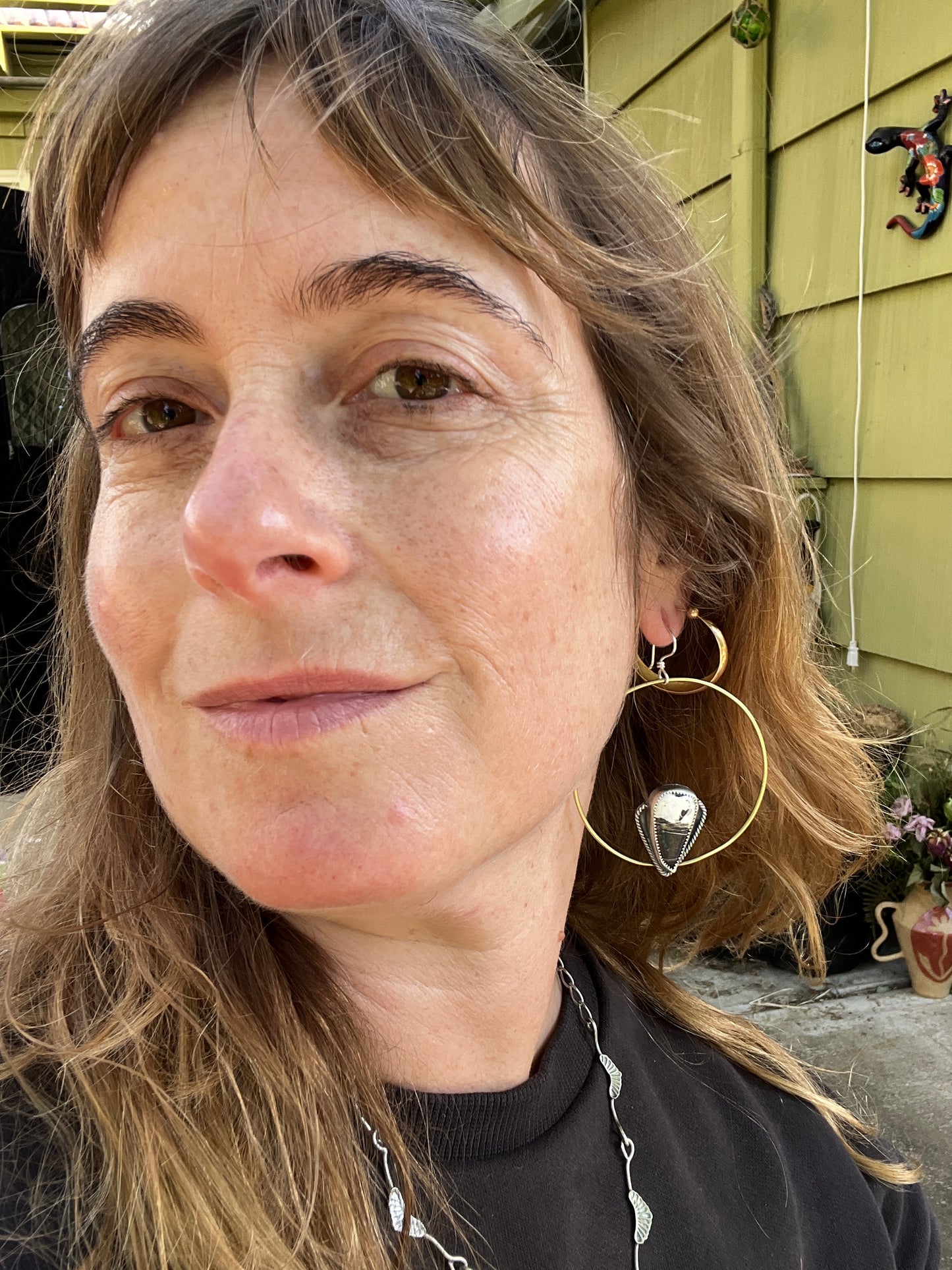 Alicia Keys Hoop Earrings with White Buffalo Turquoise