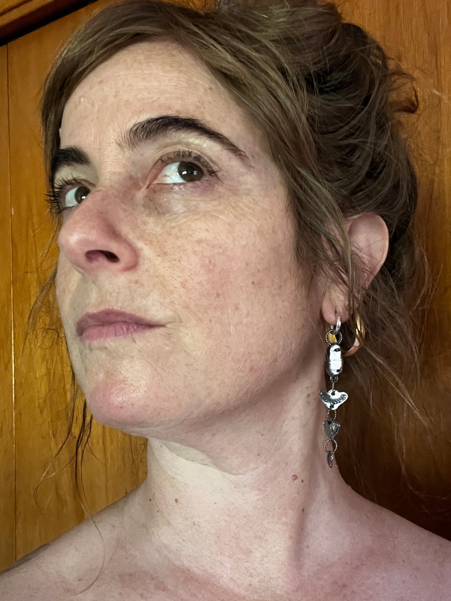 White Buffalo Turquoise Huggie Hoop Cascade Earrings