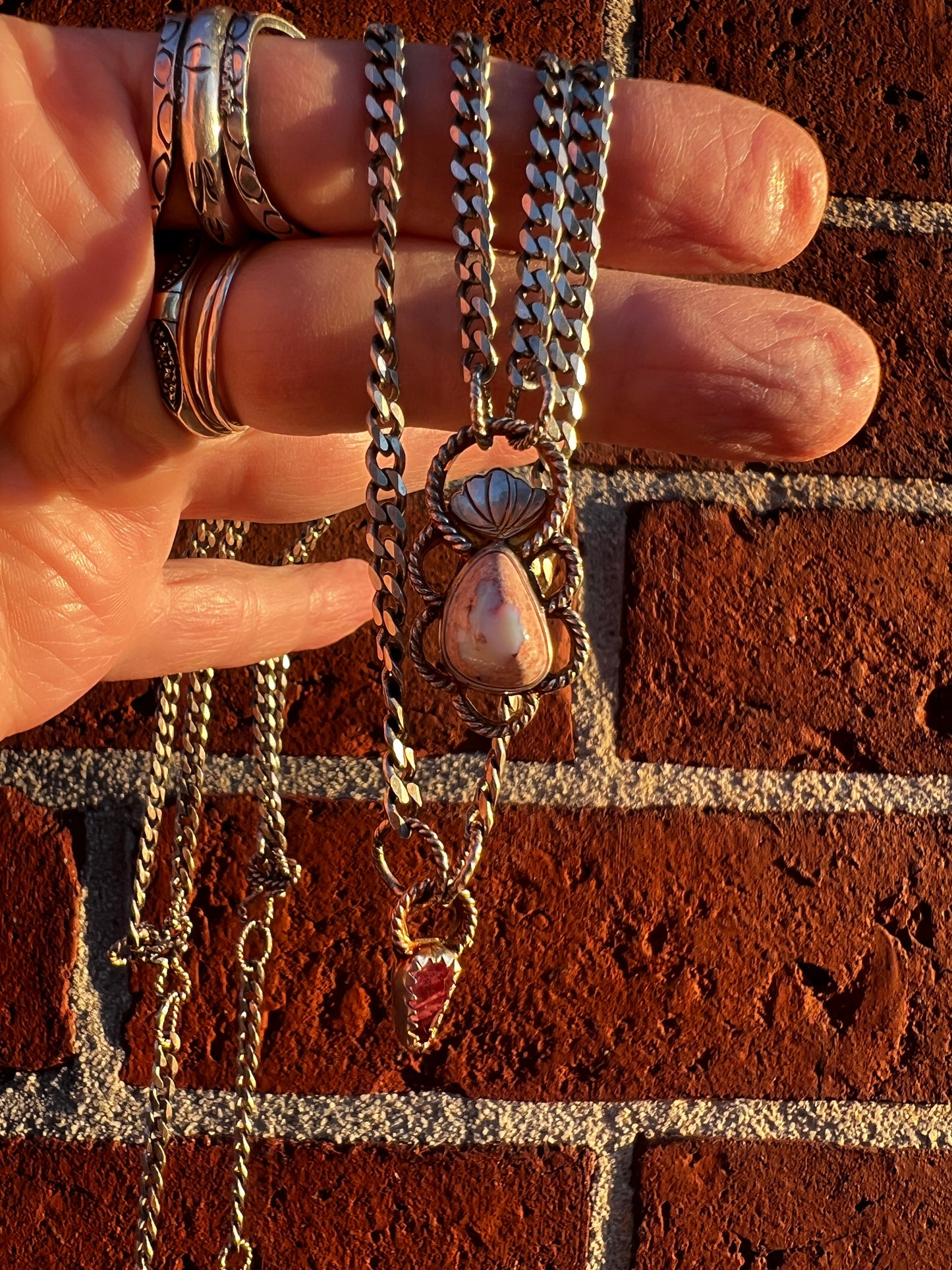 Mexican Fire Opal and Watermelon Tourmaline Layered Selkie Necklace