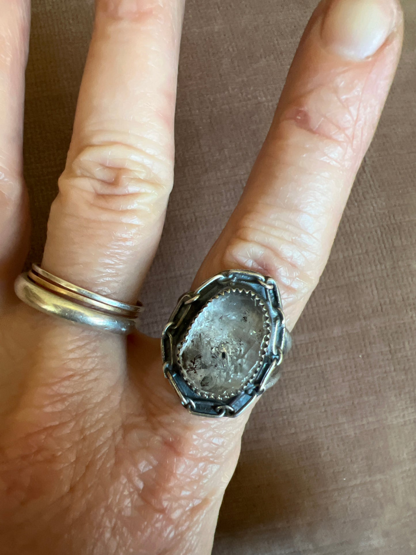 Herkimer Diamond Chain Ring size 7.25