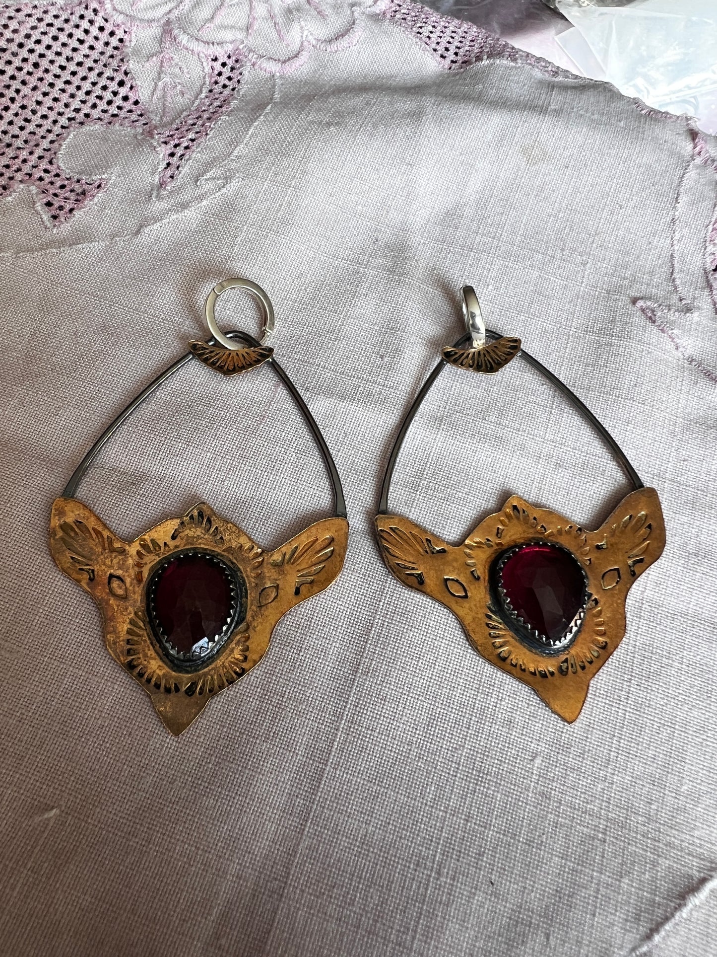Garnet Brass Monkey Earrings