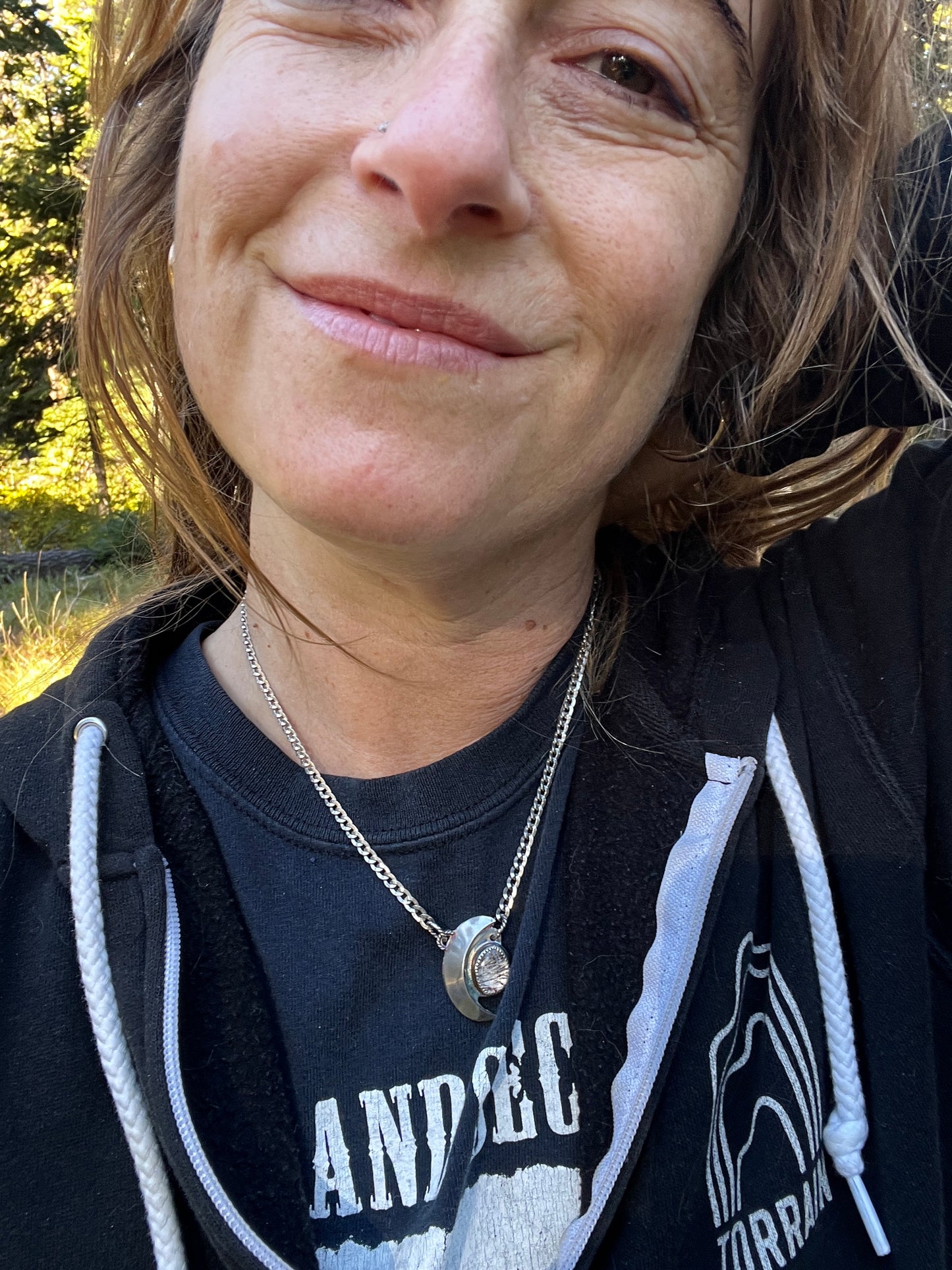 Black Rutilated Quartz Crescent Moon Necklace