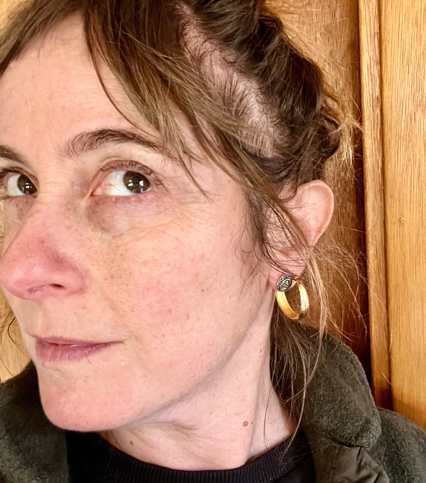 Abalone Stud Earrings with Chain