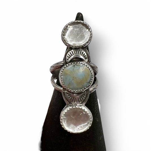 Crystal Clear Quartz and Turquoise Pools Ring size 6.25