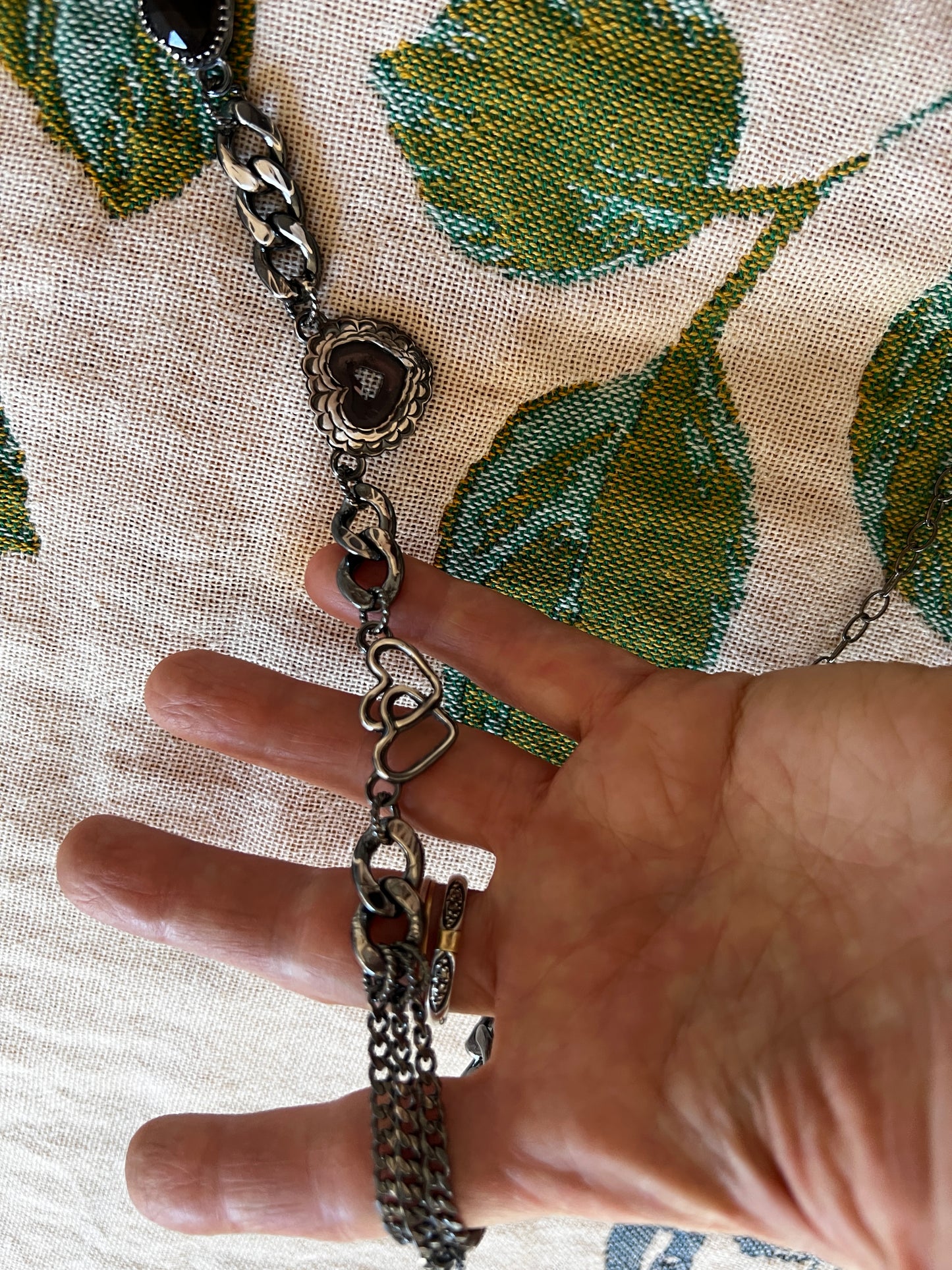 Garnet Sweetheart Necklace With Interlacing Hearts and Pyrite