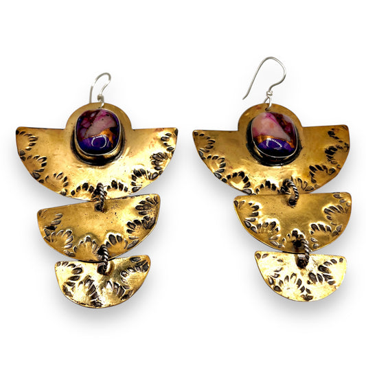 Pink Peruvian Opal Purple Mojave Turquoise Sunbird Earrings