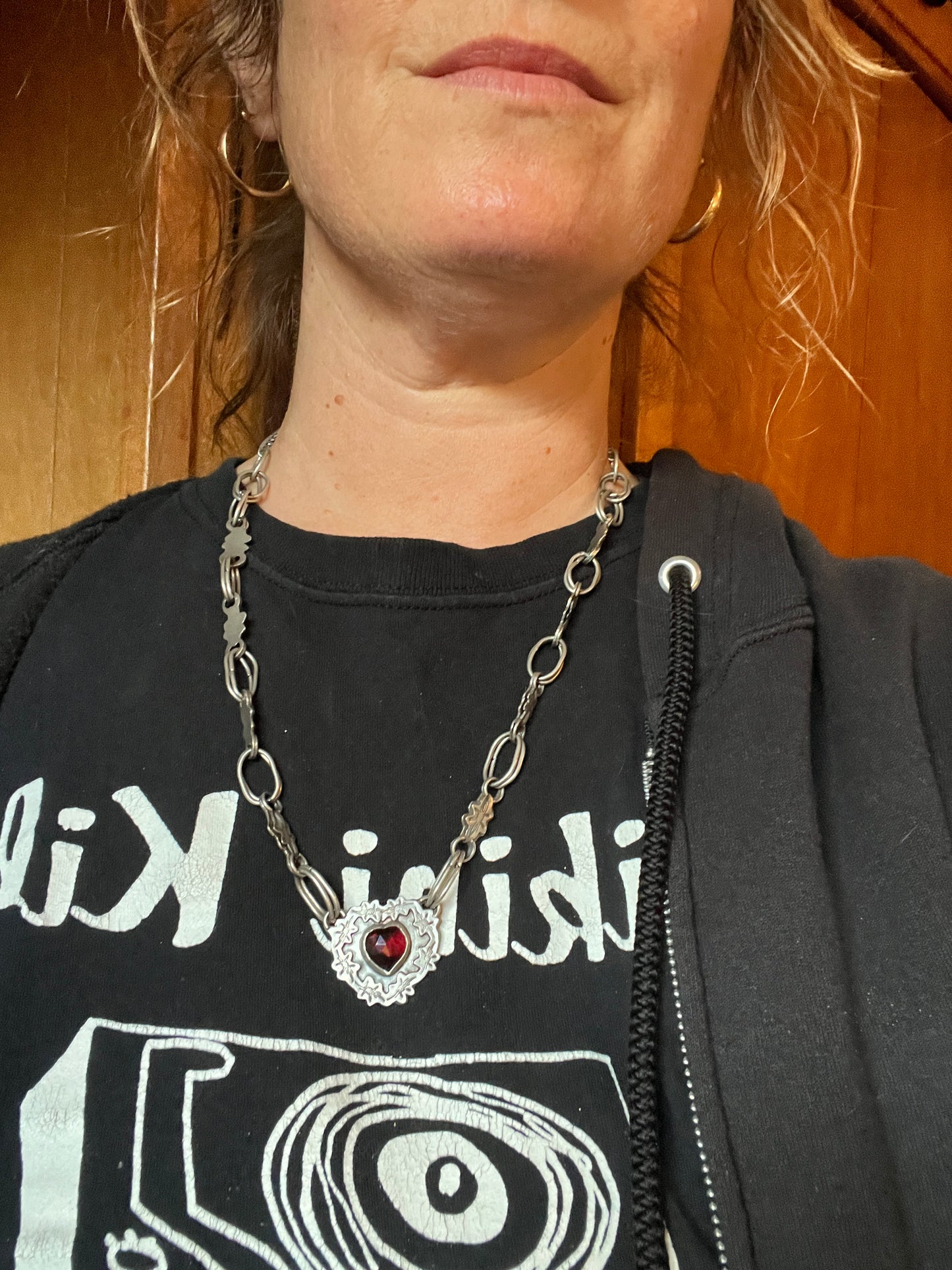Garnet Heart Protection Necklace