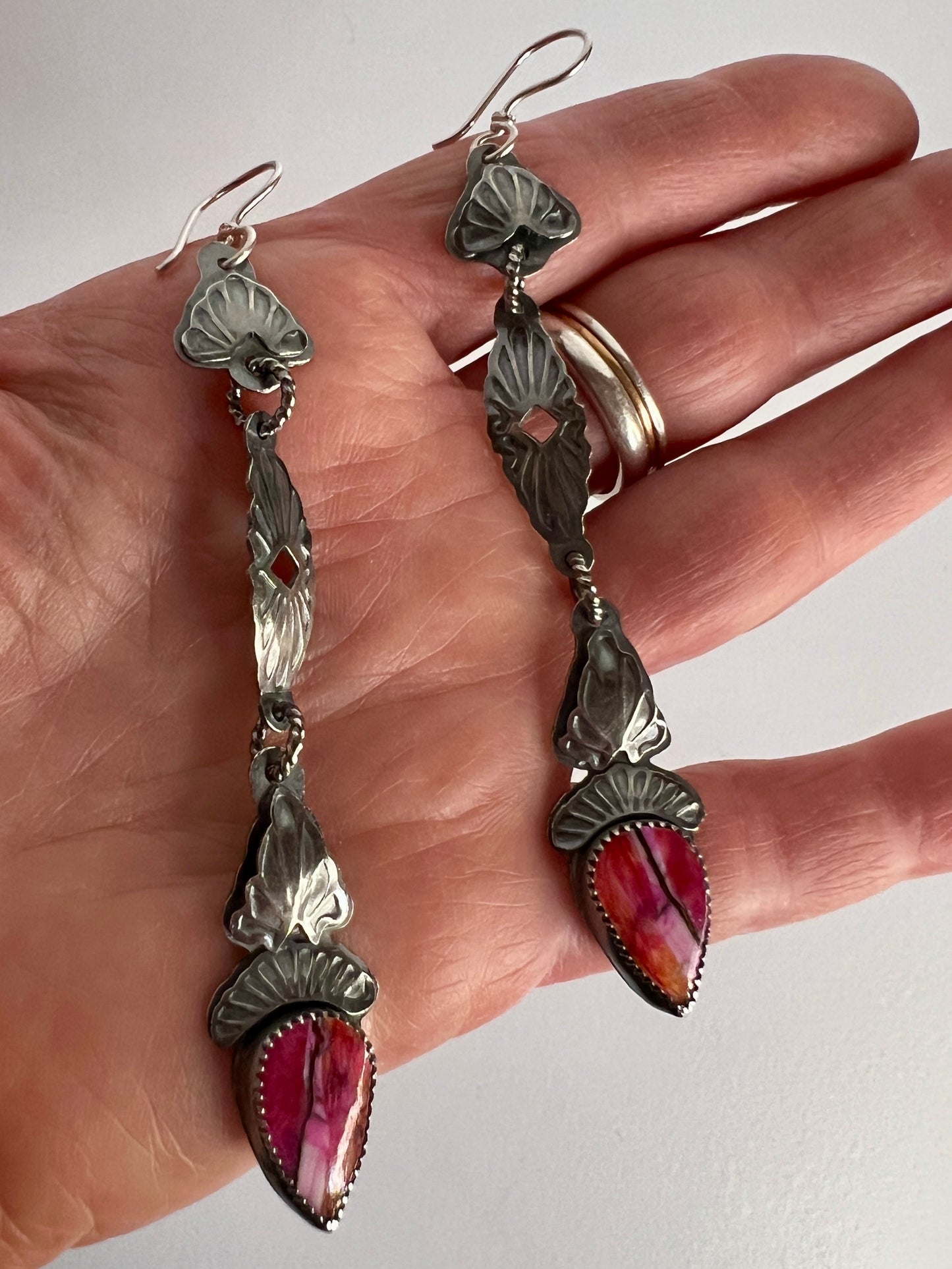Easy Rider Earrings in Pink Peruvian Opal Purple Mojave Turquoise