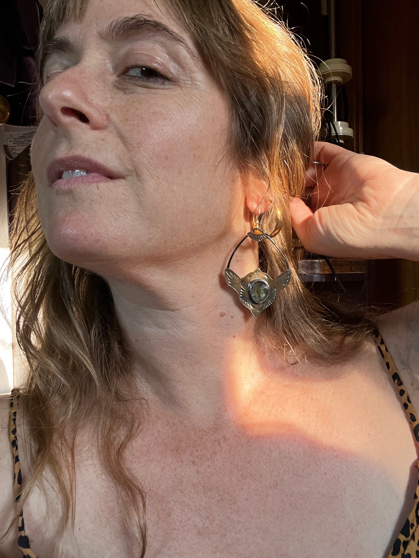 Labradorite Brass Monkey Earrings