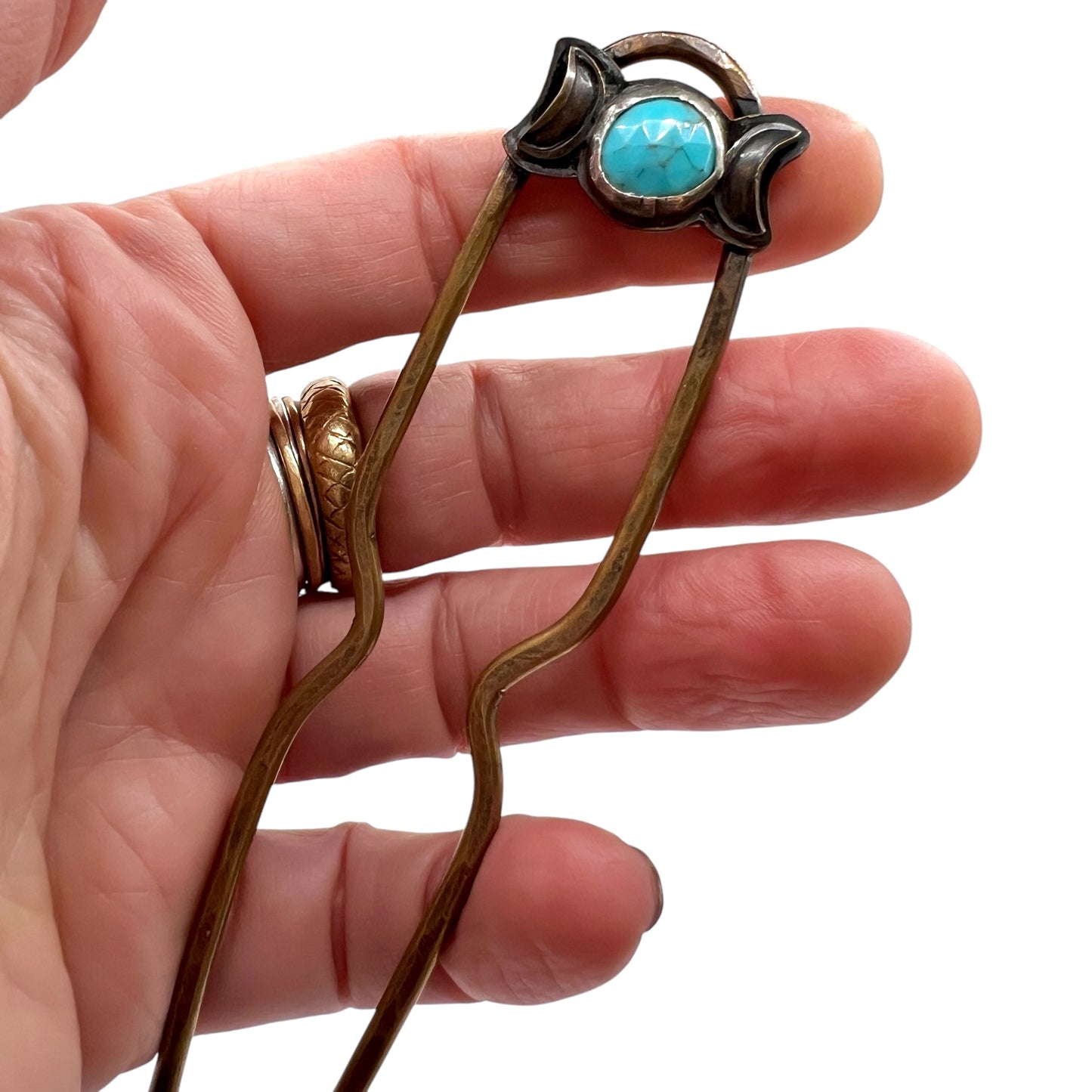 Double Moon Turquoise Hairpin