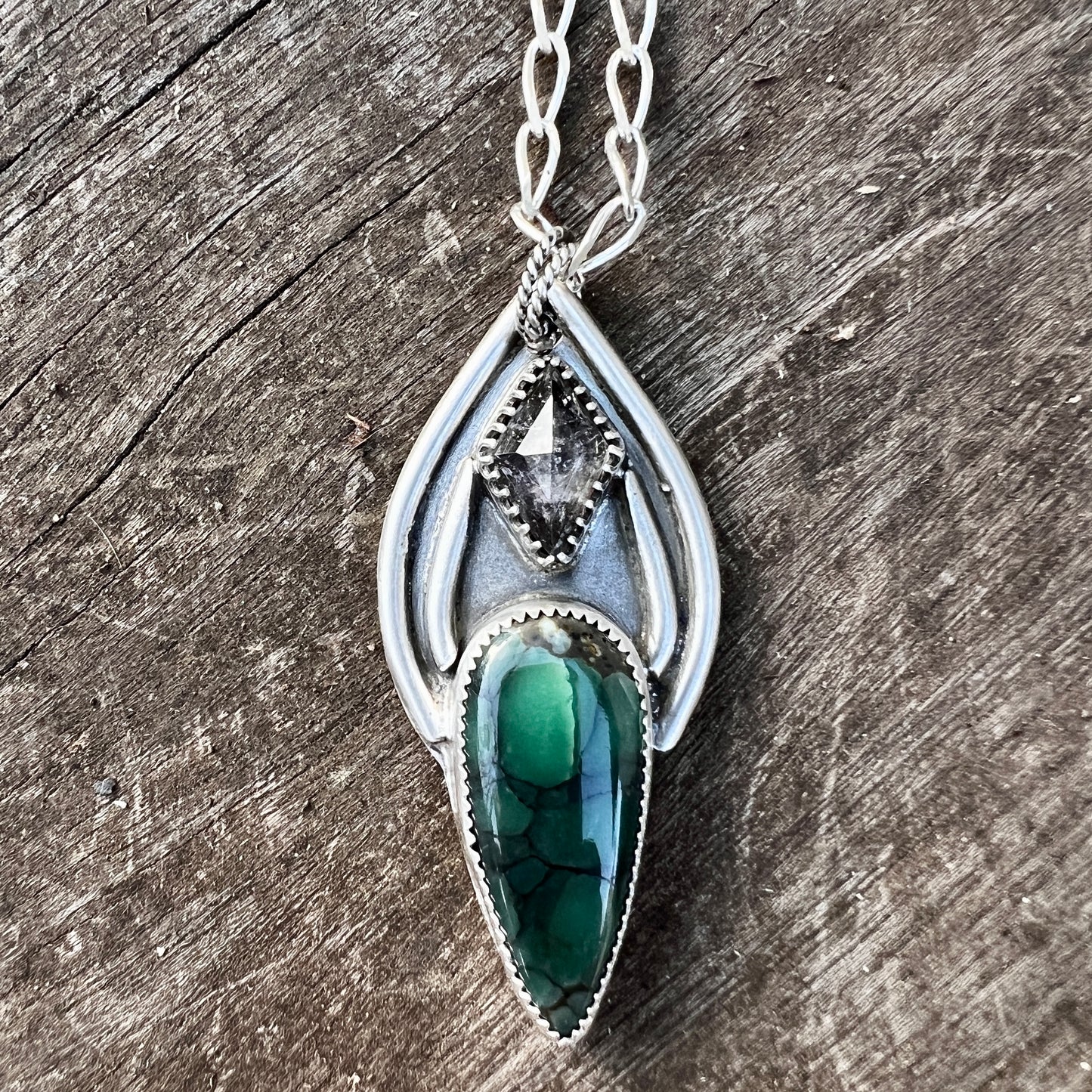 Herkimer Diamond Starfox Variscite Necklace