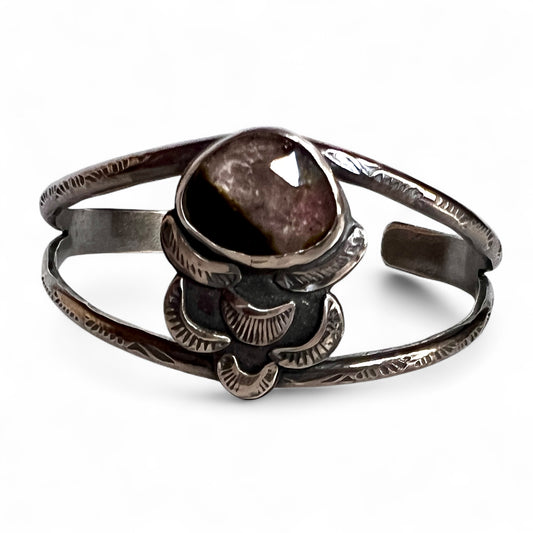 Watermelon Tourmaline Ornamented Cuff Bracelet