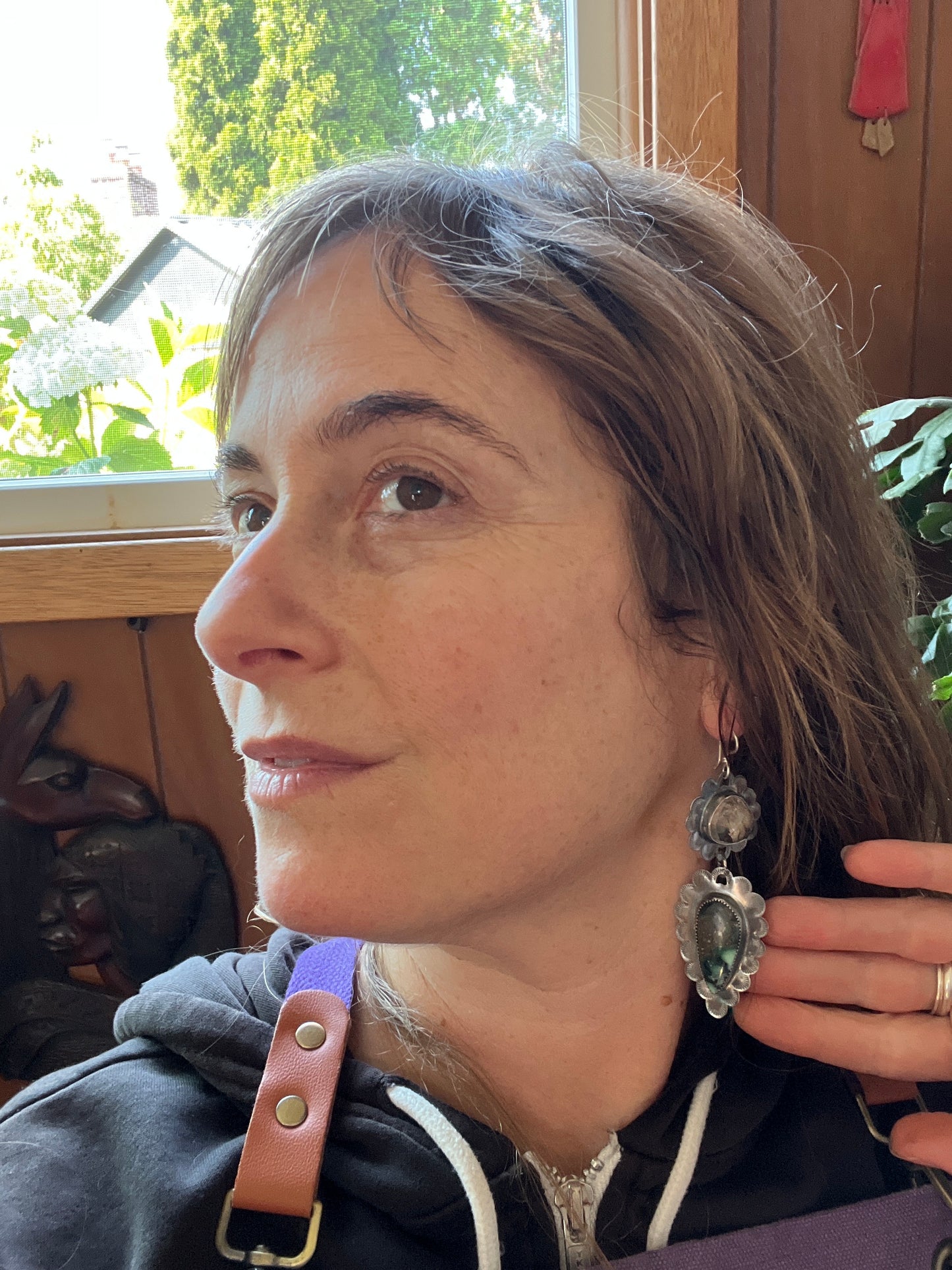 Herkimer Diamond and Starfox Variscite Ruffle Earrings