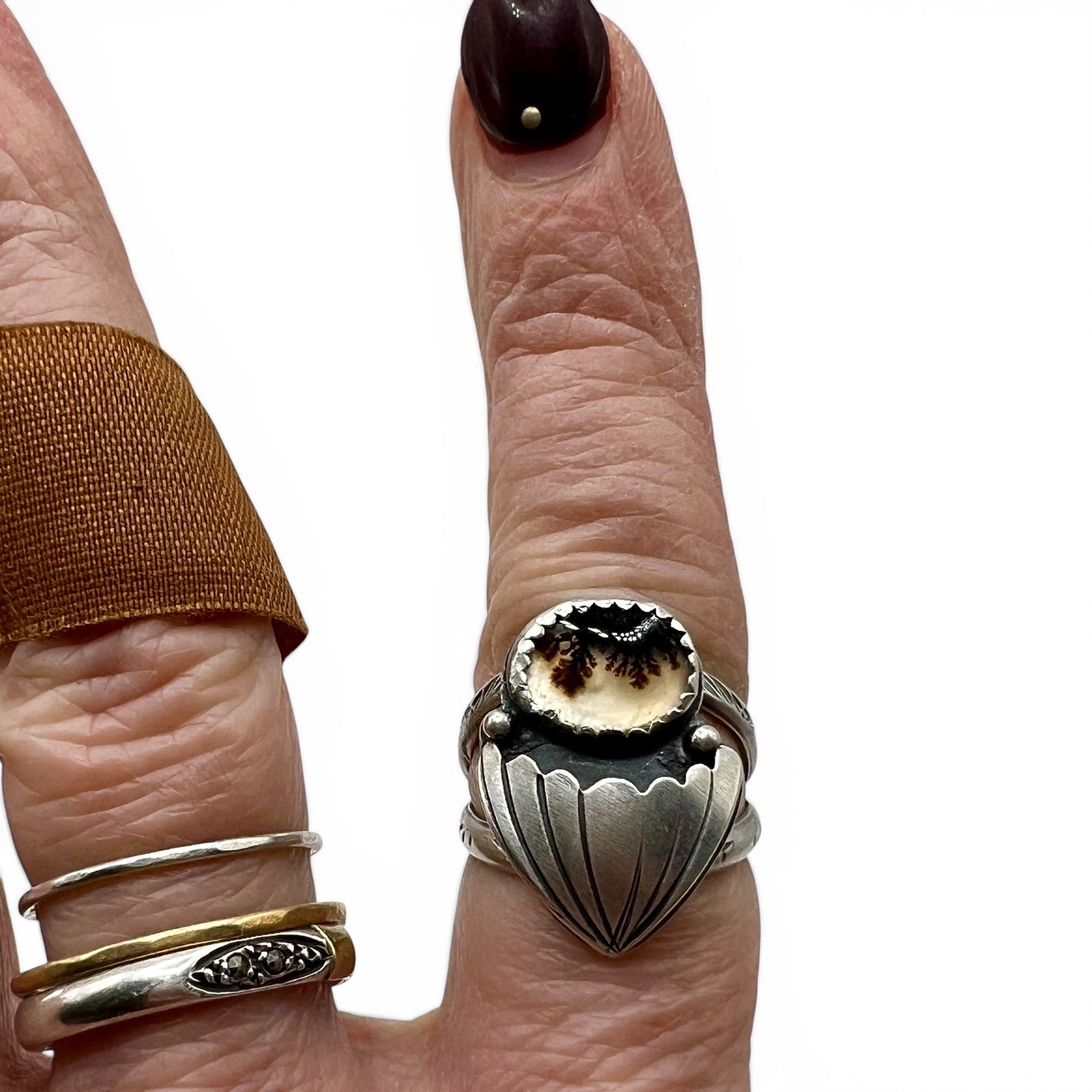 Dendritic Agate Selkie Ring size 5.25