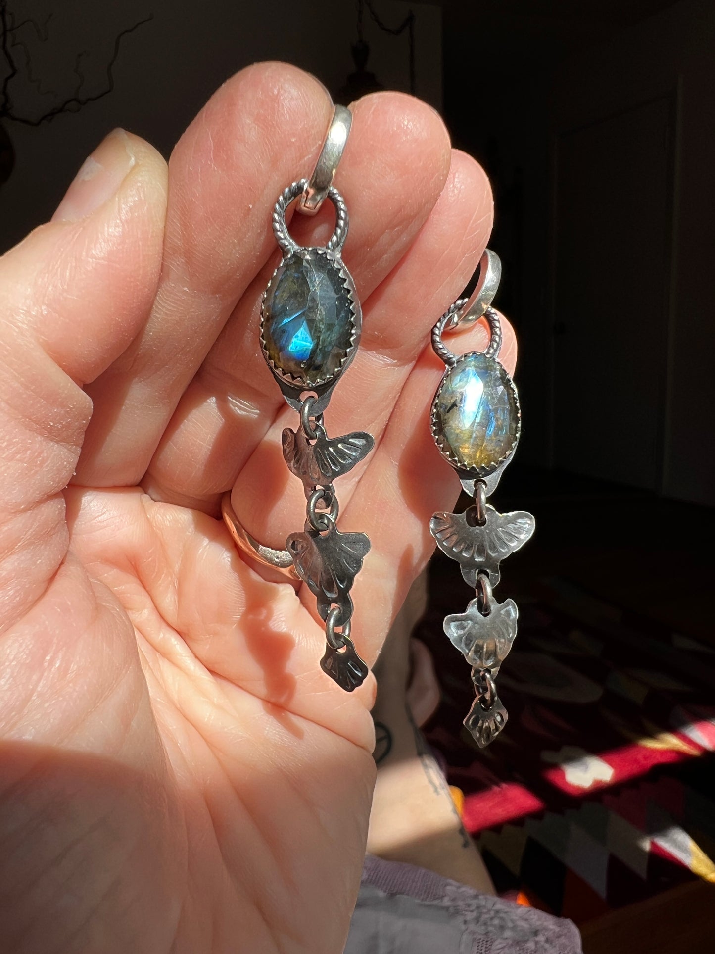 Labradorite Cascade lHuggie Hoop Earrings