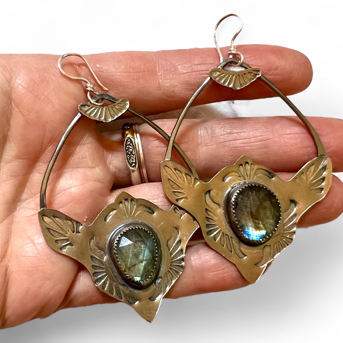 Labradorite Brass Monkey Earrings