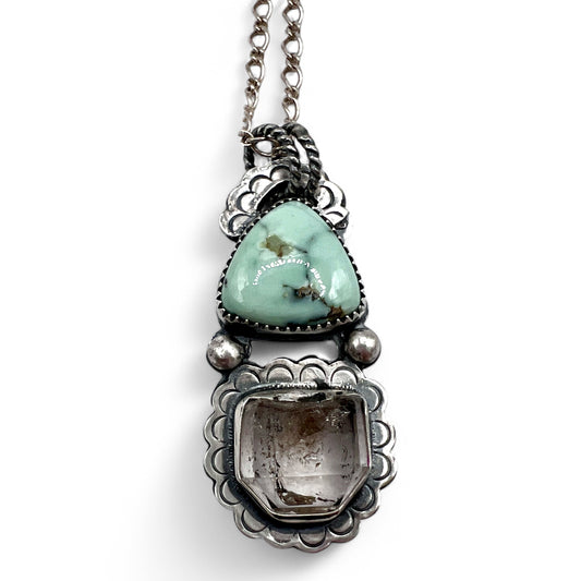 Prince Variscite and Herkimer Necklace