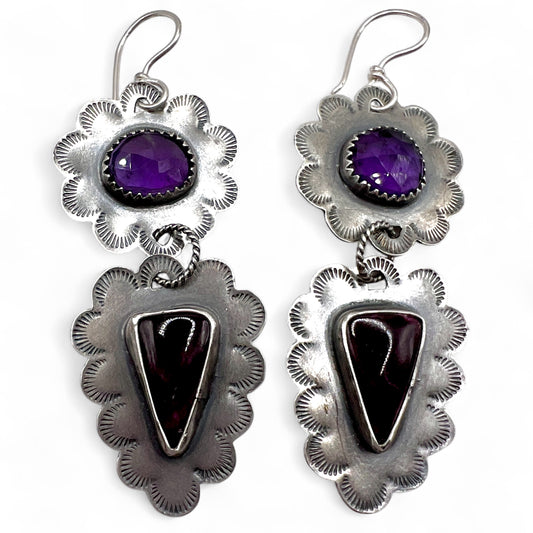 Amethyst and Alunite Ruffle Earrings