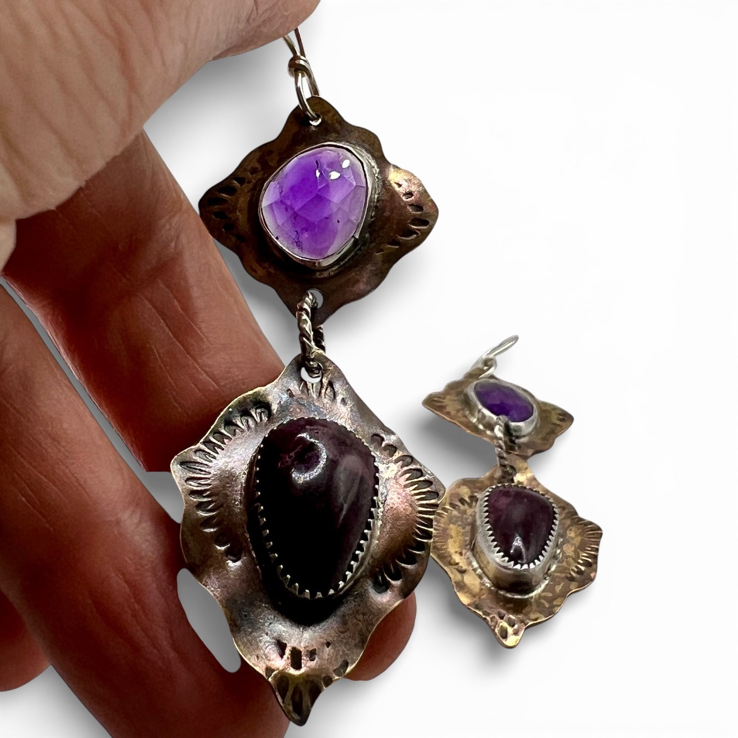 Amethyst and Spiny Oyster Magdalena Earrings
