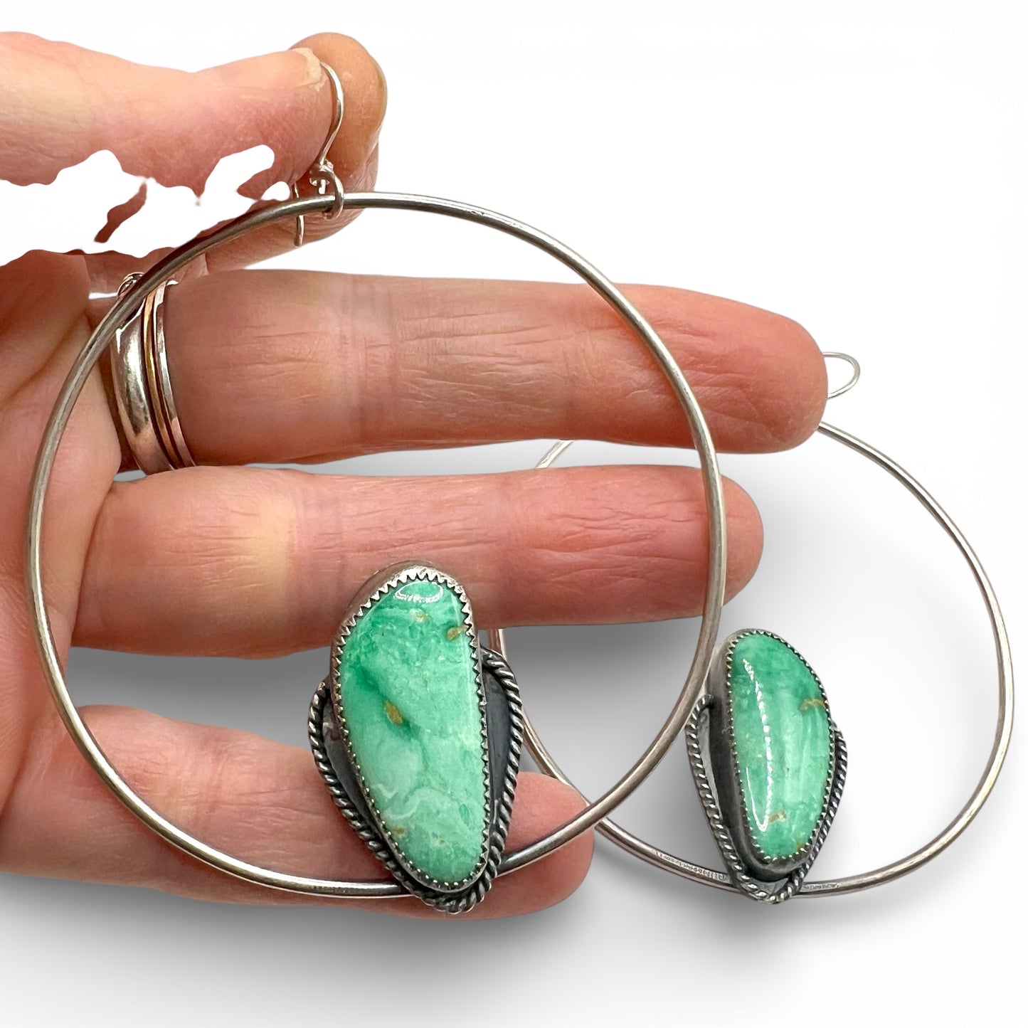 Broken Arrow Variscite Alicia Keys Hoops