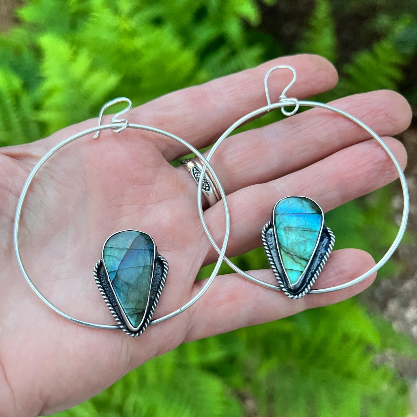 Labradorite Sterling Alicia Keys Hoop Earrings