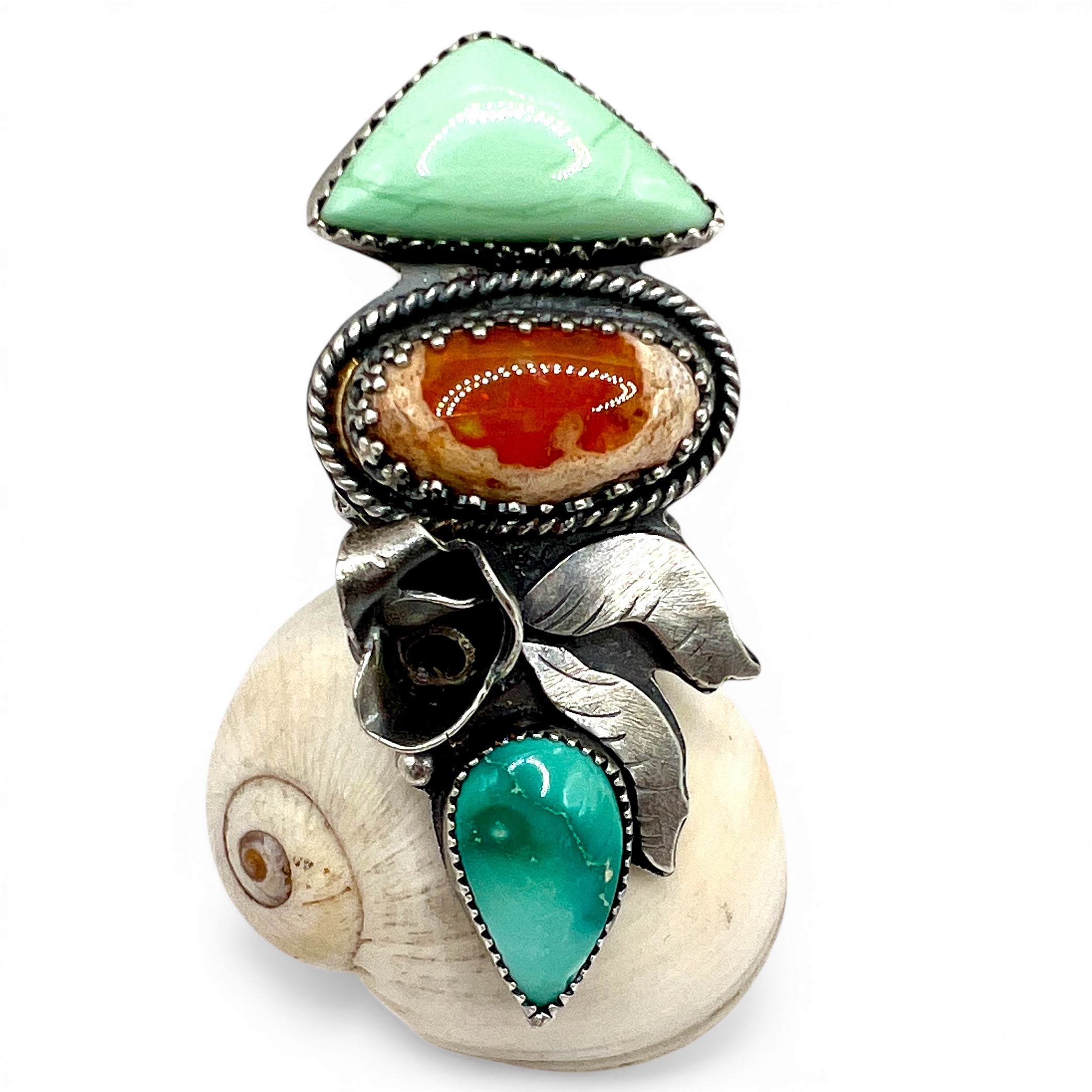 Broken Arrow Variscite, Mexican Fire Opal and Carico Lake