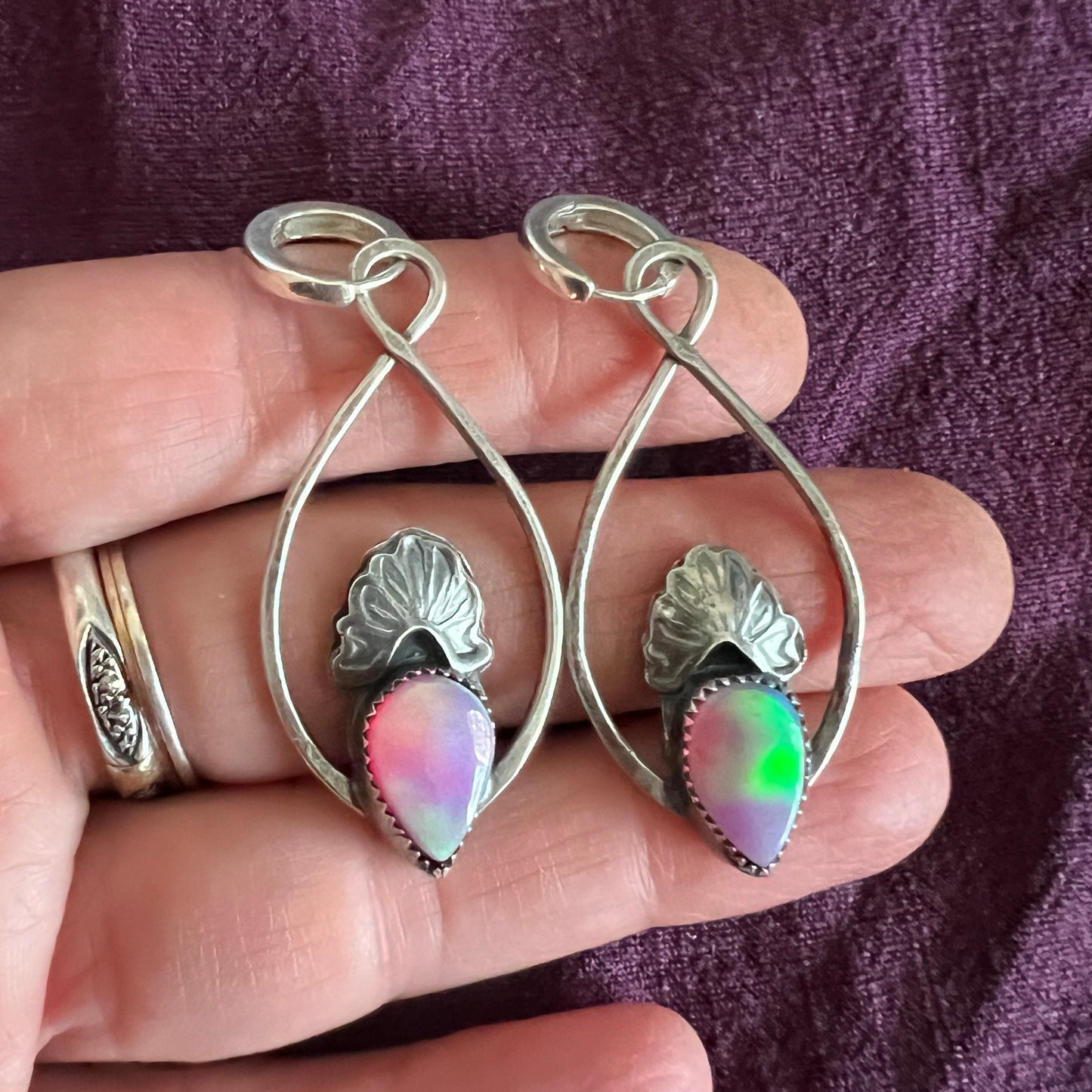 Aura Opal Prairie Earrings with Huggie Hoops