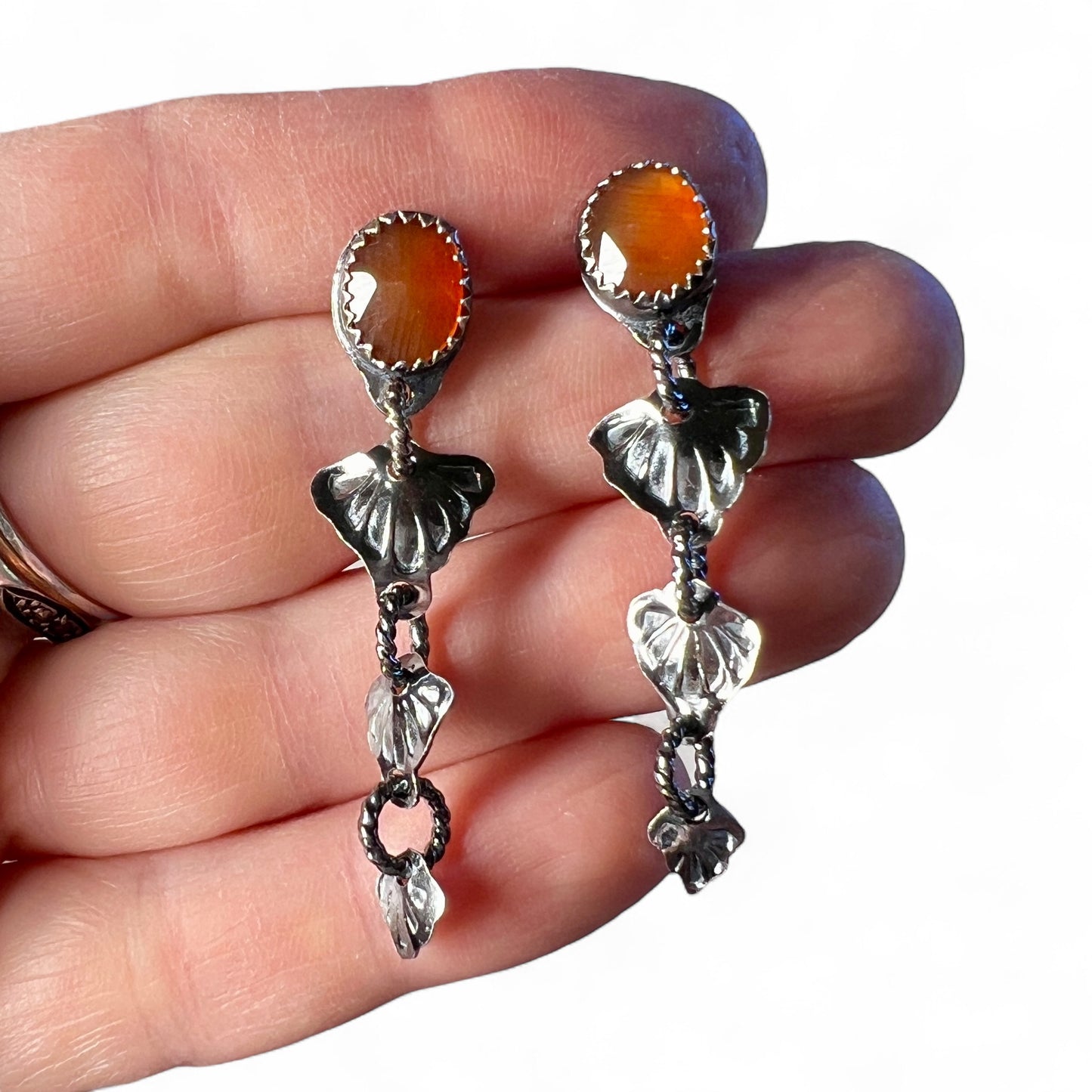 Carnelian Cascade Stud Earrings