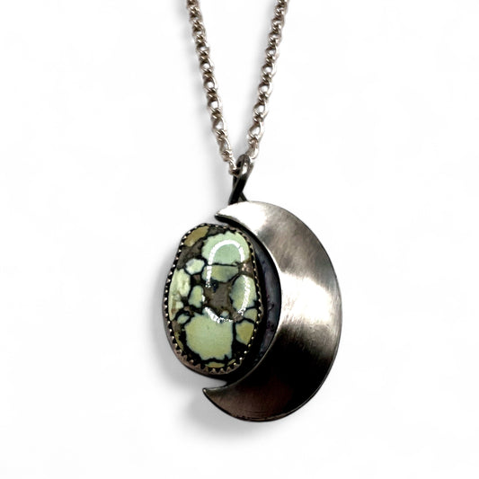 Pollywog Variscite Crescent Moon Necklace