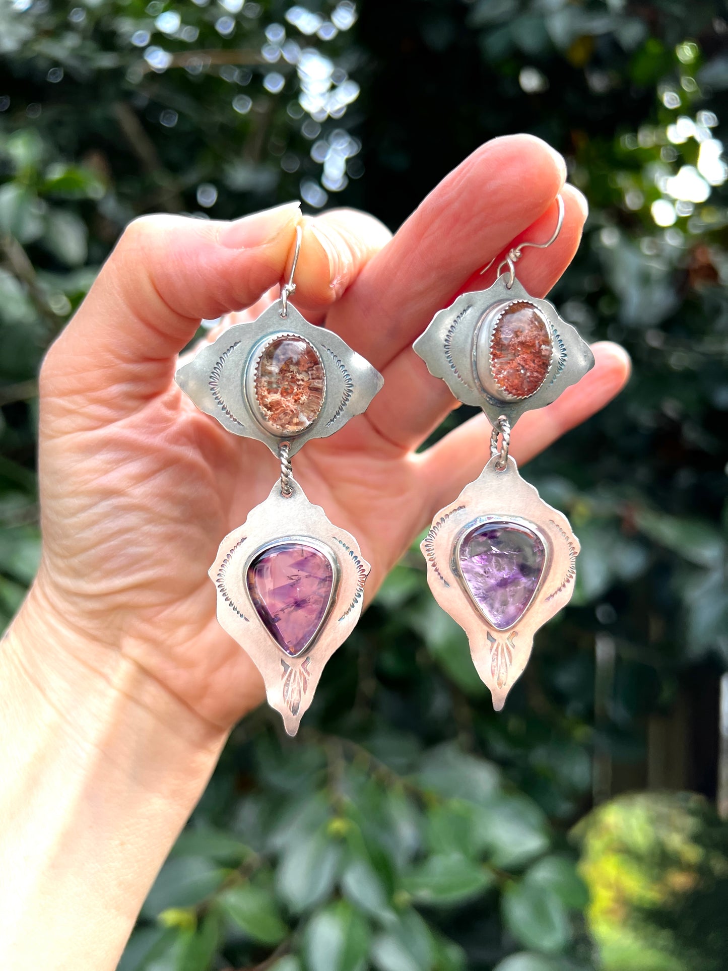 Lodolite and Amethyst Magdalena Earrings