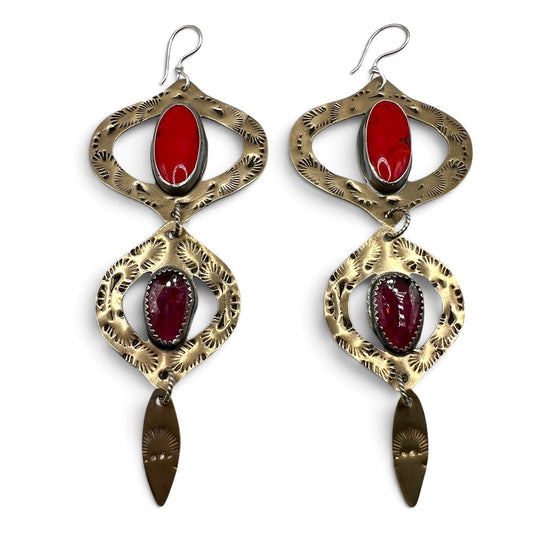 Rosarita and Garnet Bombay Beach Earrings