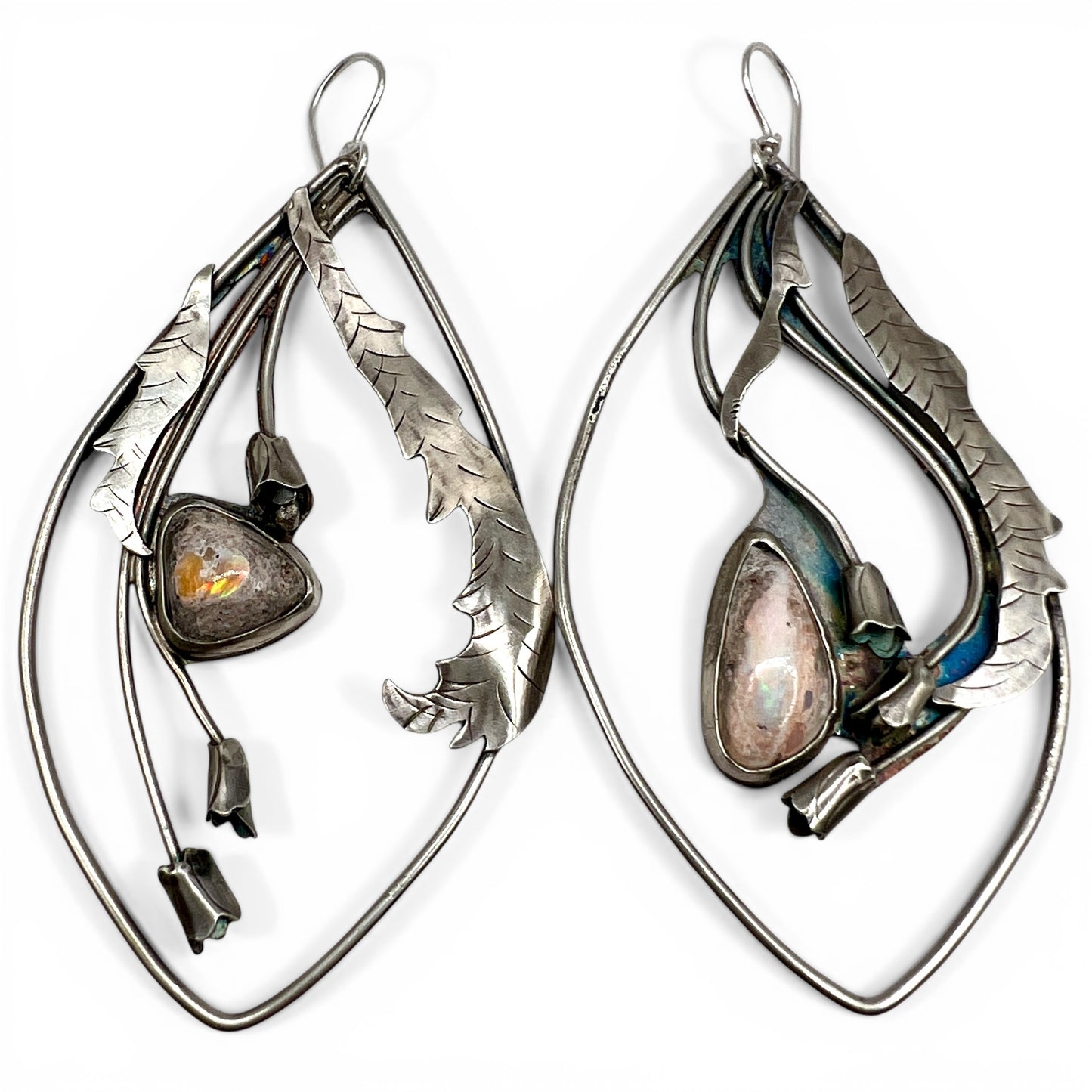 Mexican Fire Opal Cascading Flower Earrings