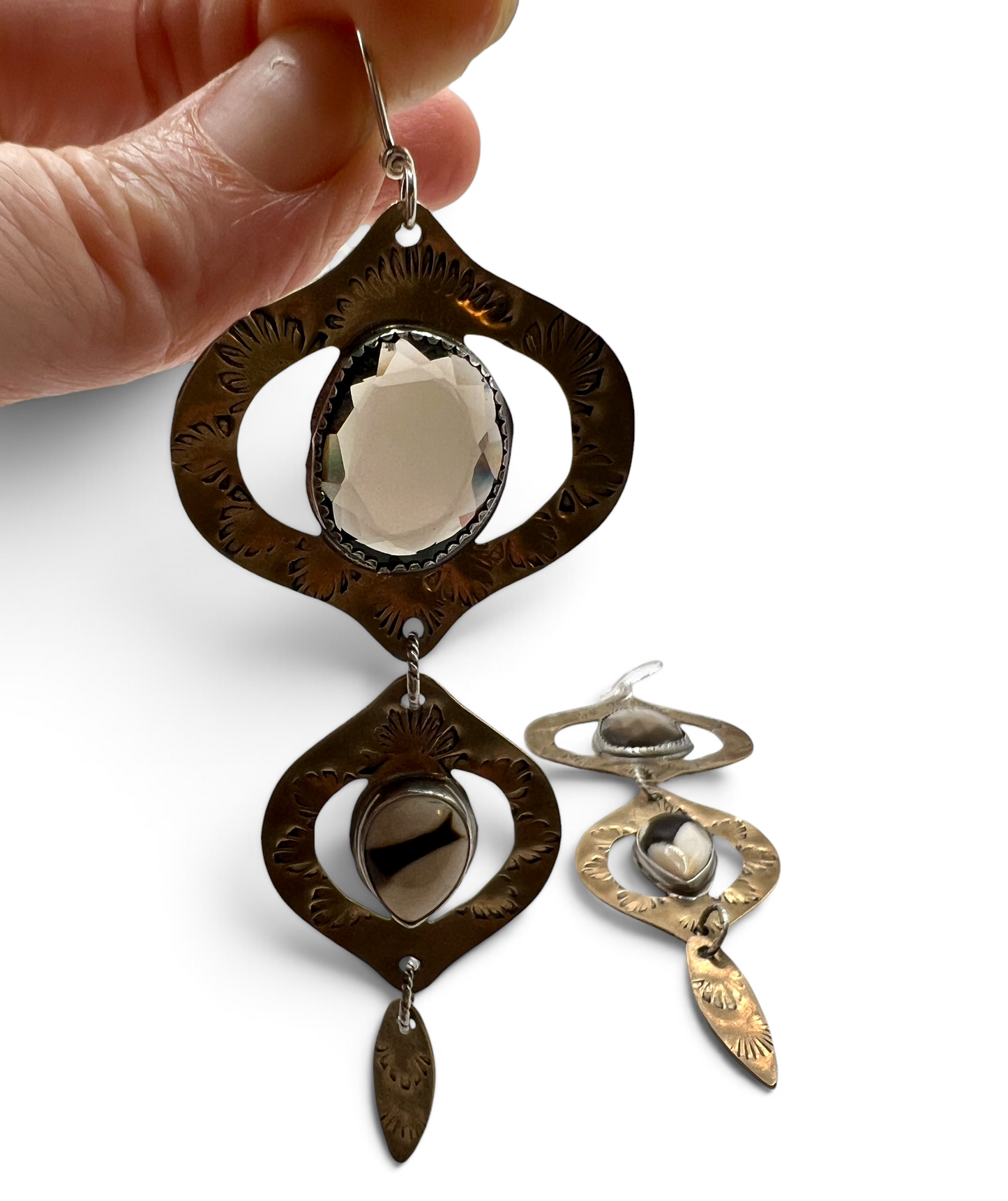 Bombay Beach Earrings with Smoky Quartz and Peanut Jasper