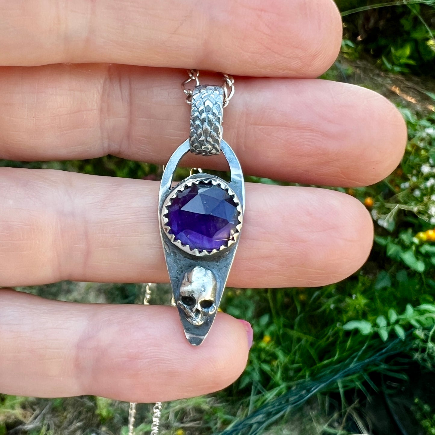 Amethyst Skull Baby Necklace