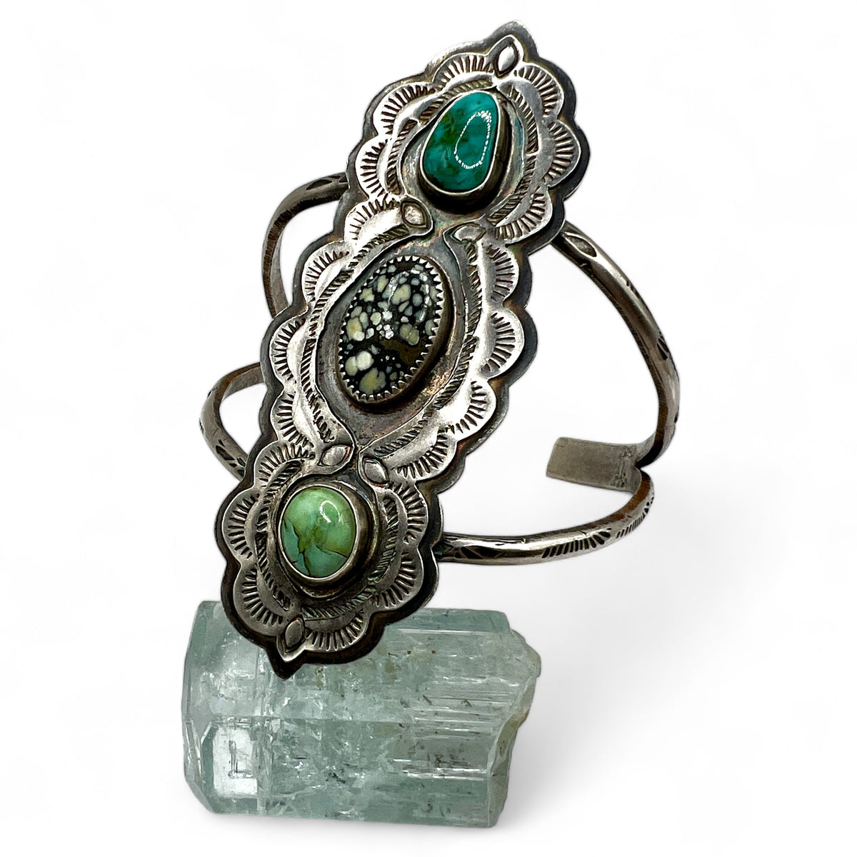 Triple Turquoise and Variscite Power Cuff Bracelet