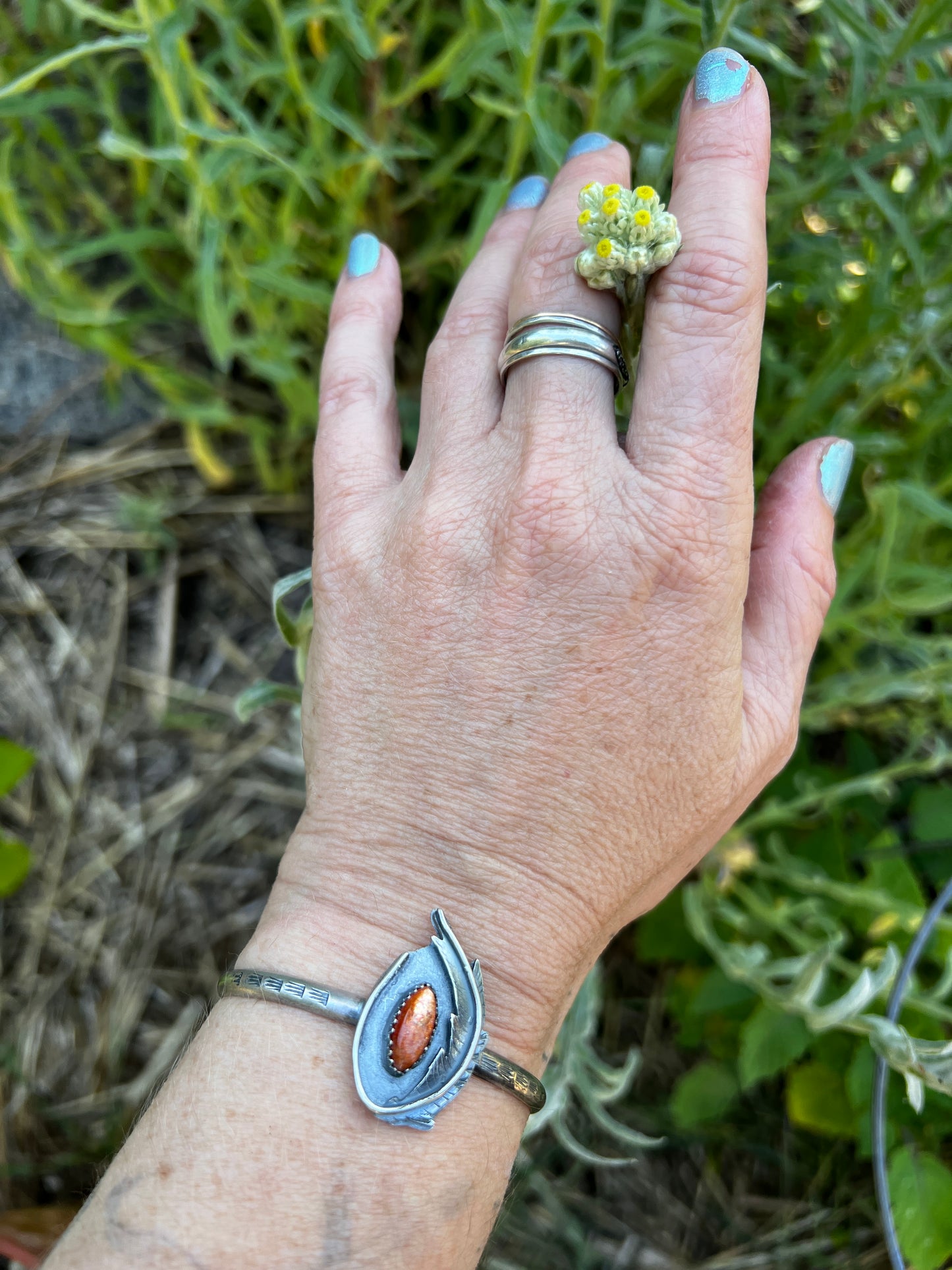 Sunstone Leaf Cuff Bracelet