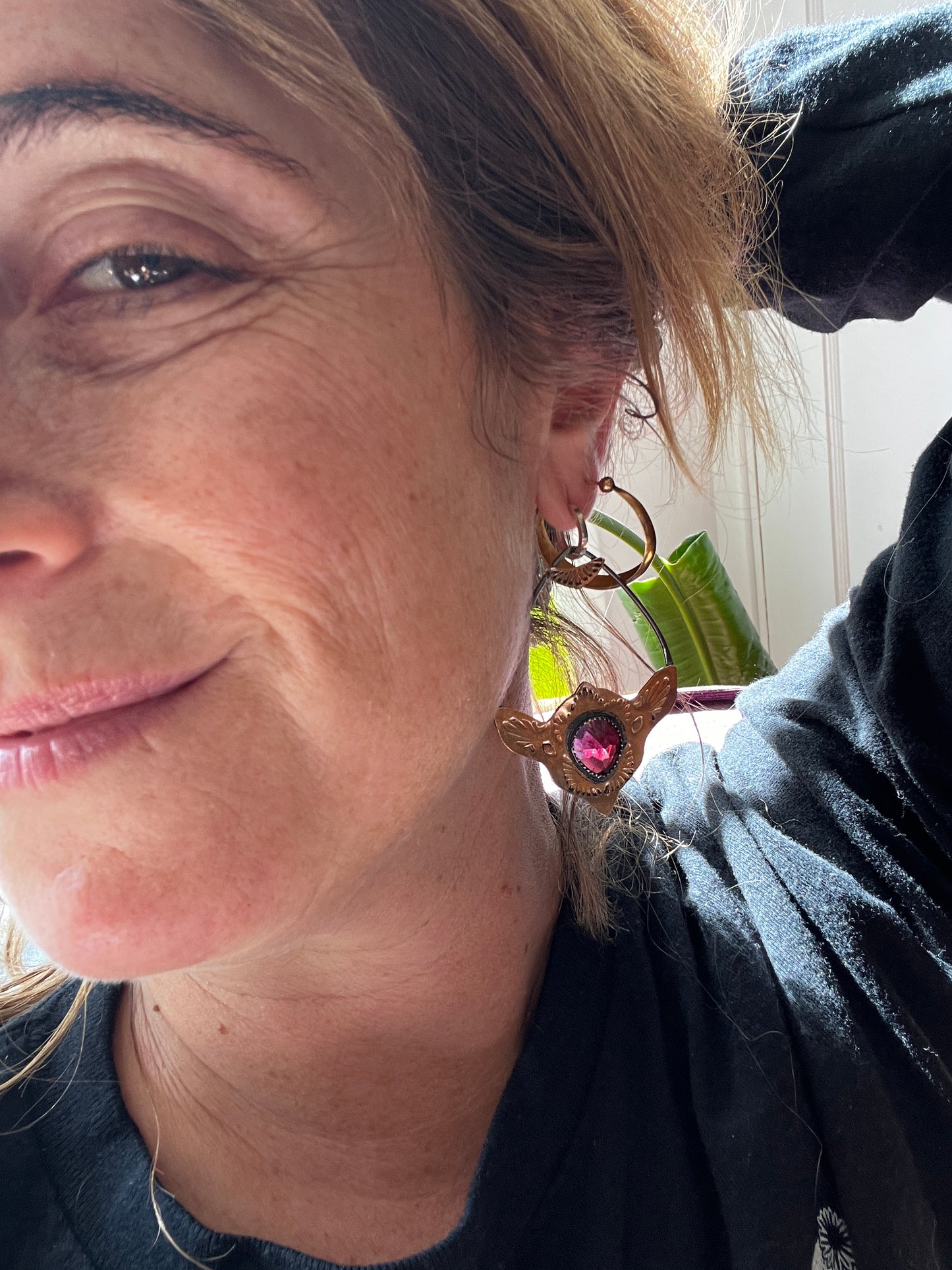 Garnet Brass Monkey Earrings