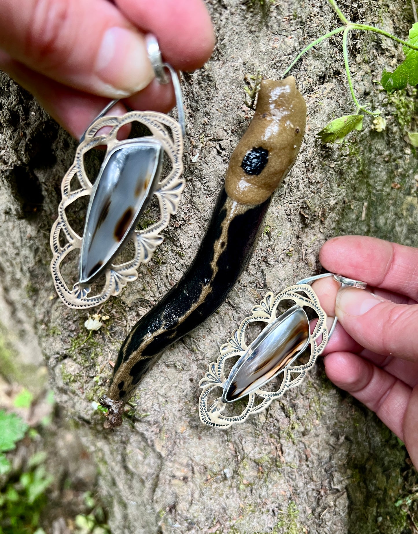 Montana Agate Lacey Earrings with Huggie Hoops