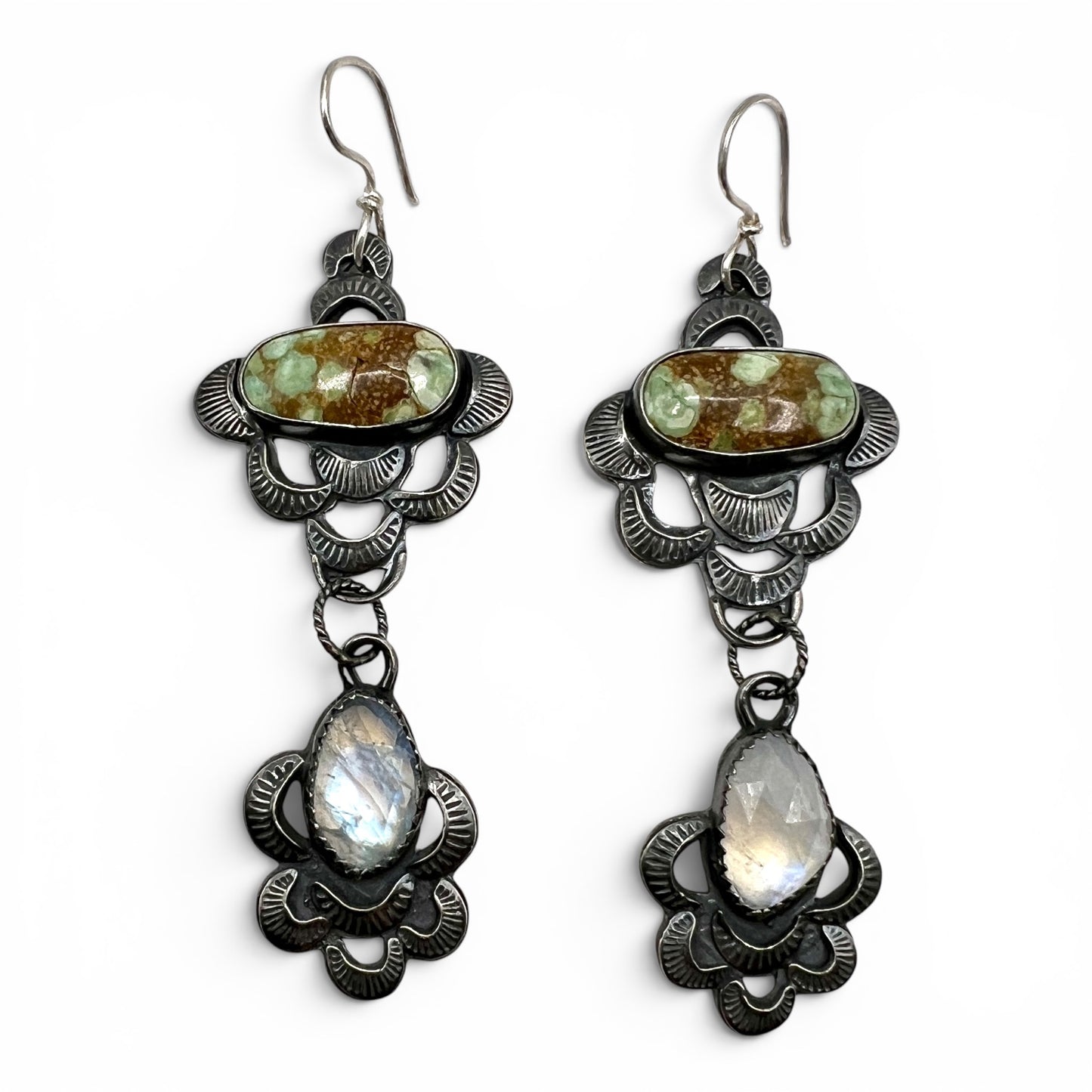 Lucin Variscite and Moonstone Earrings