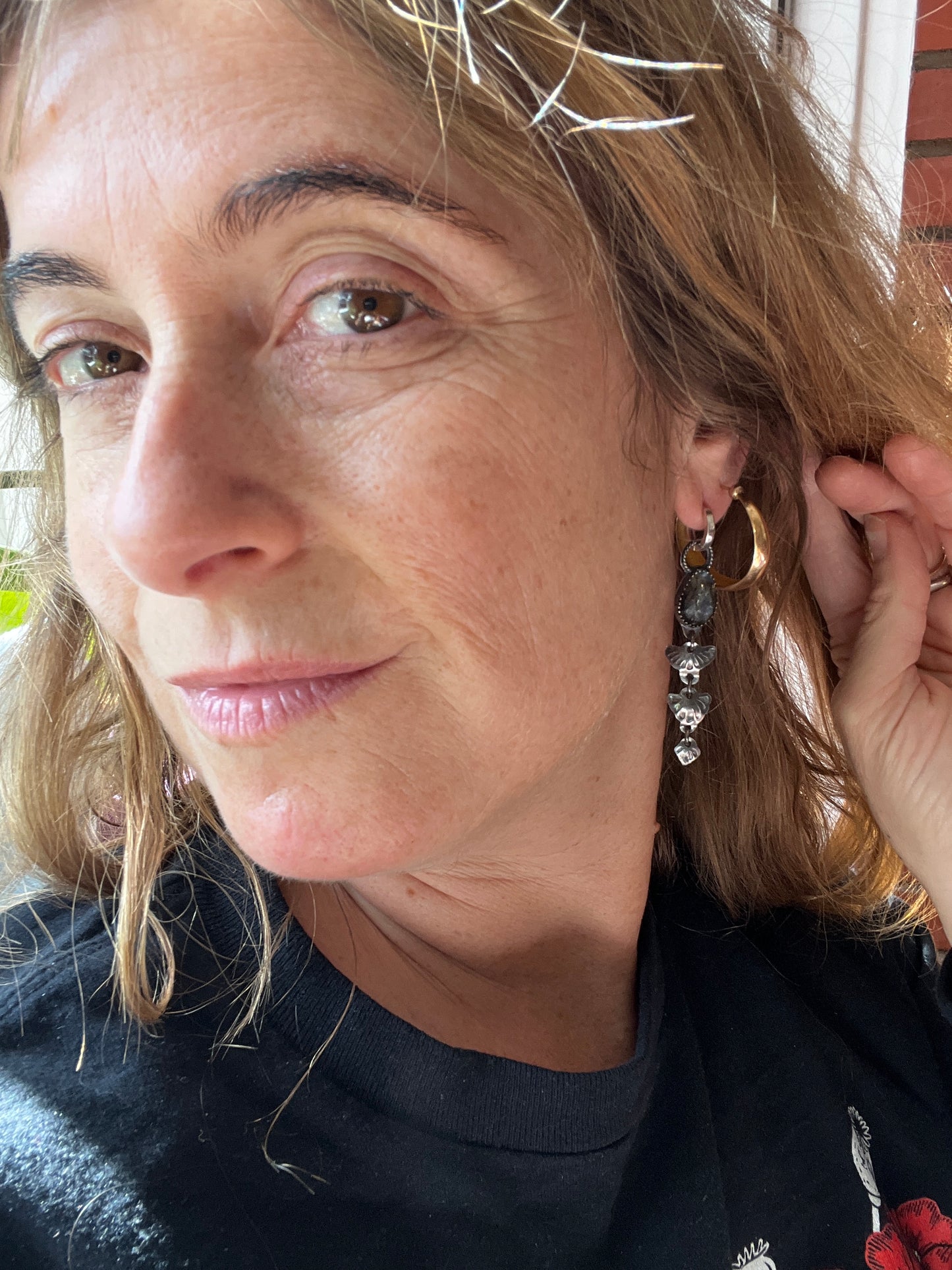 Labradorite Cascade lHuggie Hoop Earrings