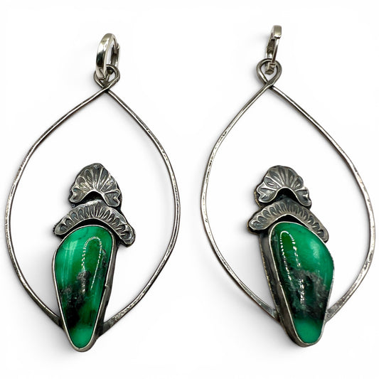 Emerald Rose Variscite Prairie Earrings with Huggie Hoops