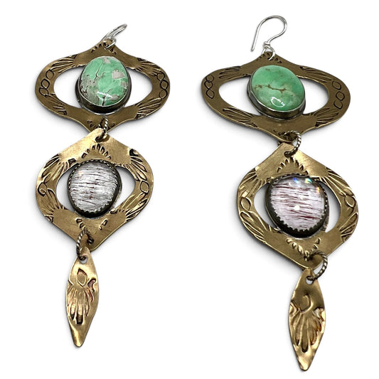 Variscite and Super 7 Bombay Beach Earrings
