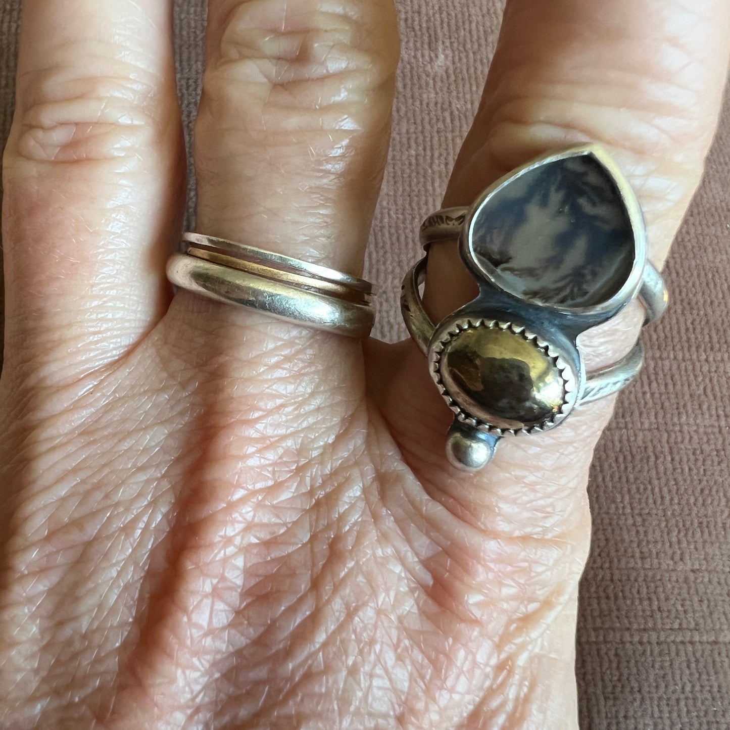 Dendrite and Pyrite Ring size 8.25