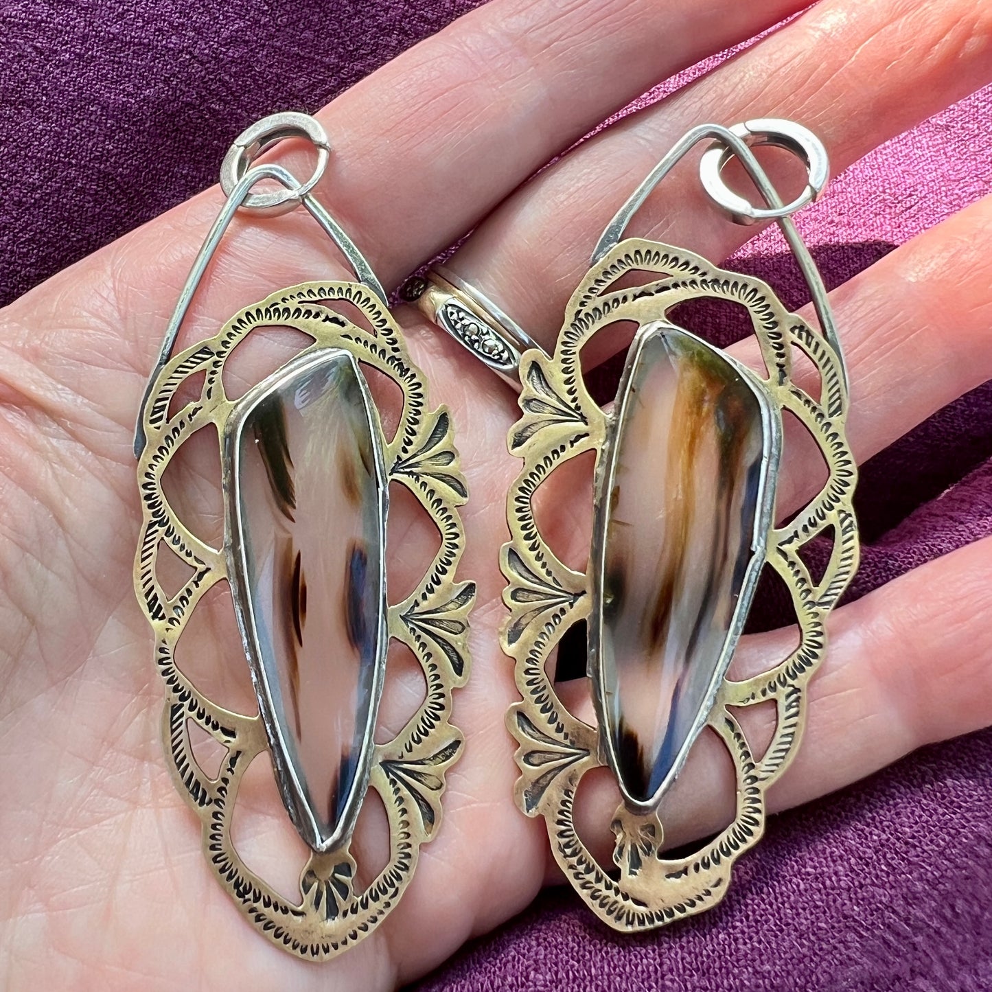 Montana Agate Lacey Earrings with Huggie Hoops