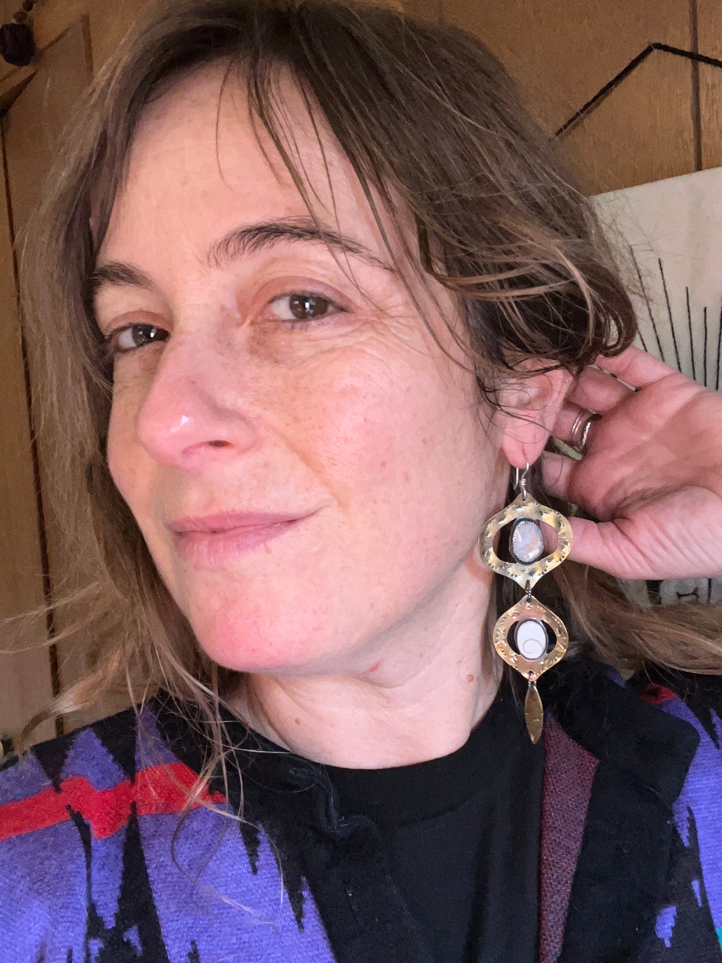 Moonstone and Shiva Stone Bombay Beach Earrings