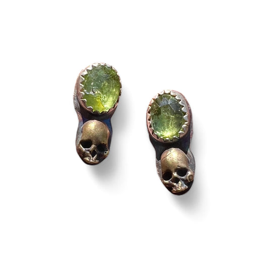 Peridot Skull Baby Studs