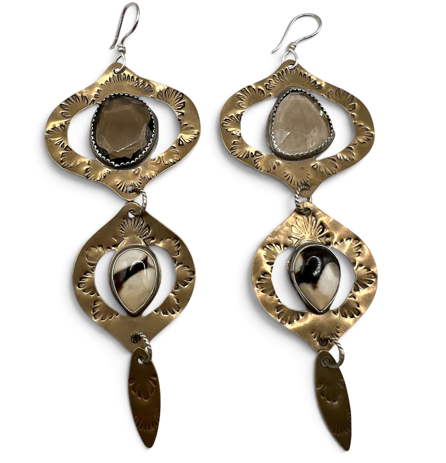 Bombay Beach Earrings with Smoky Quartz and Peanut Jasper